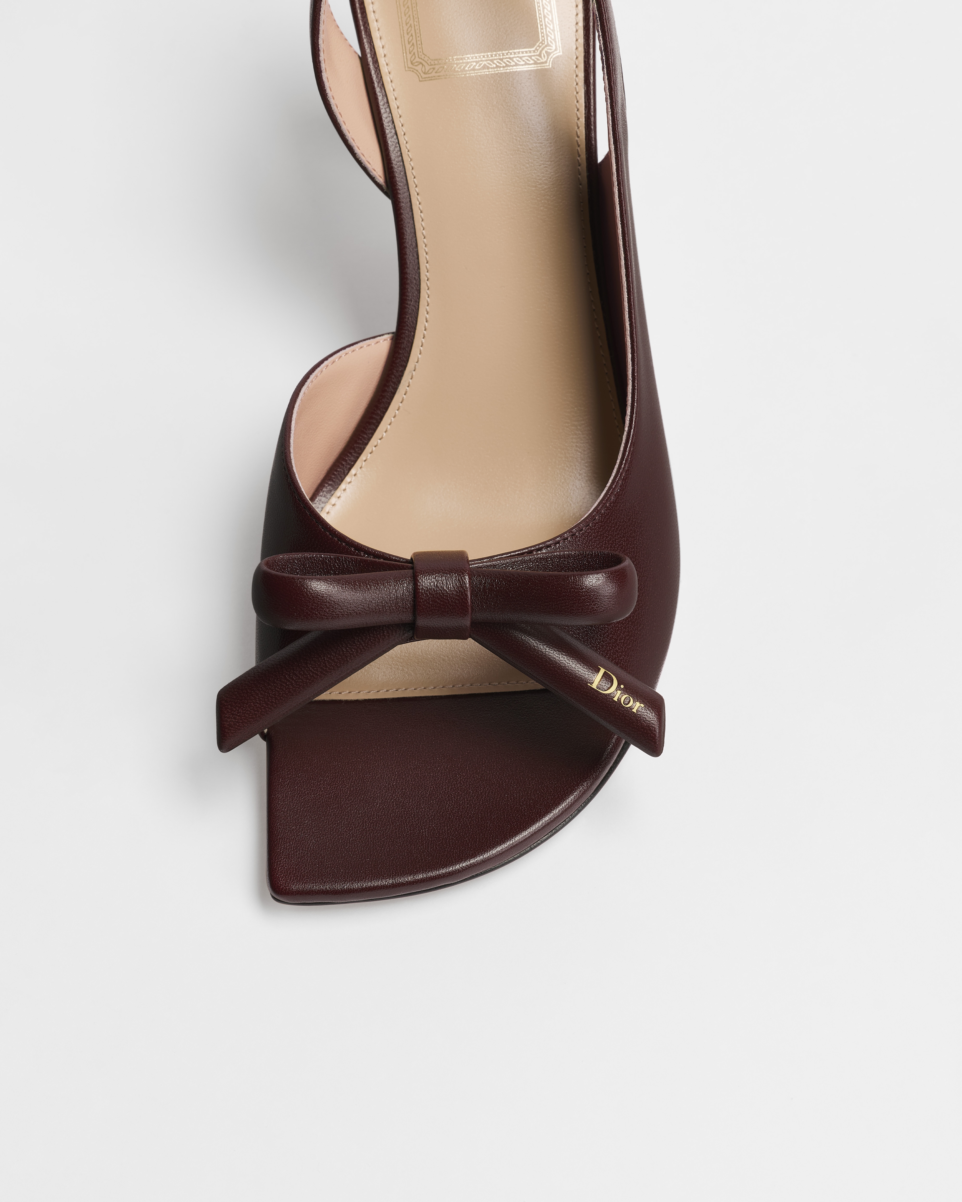 Dior Bow Heeled Slingback Sandal Burgundy Lambskin E10