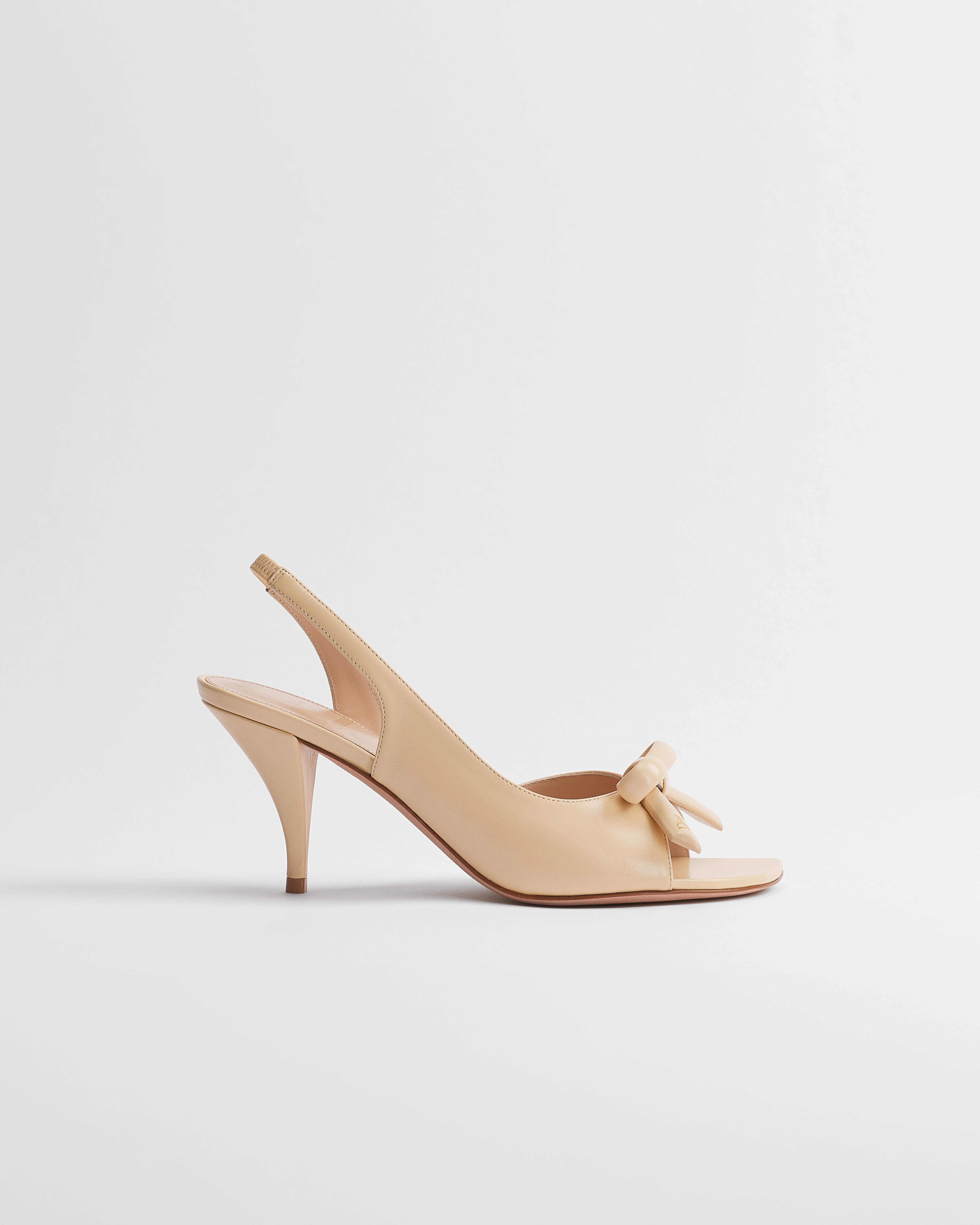 Dior Bow Heeled Slingback Sandal Ecru Lambskin E02