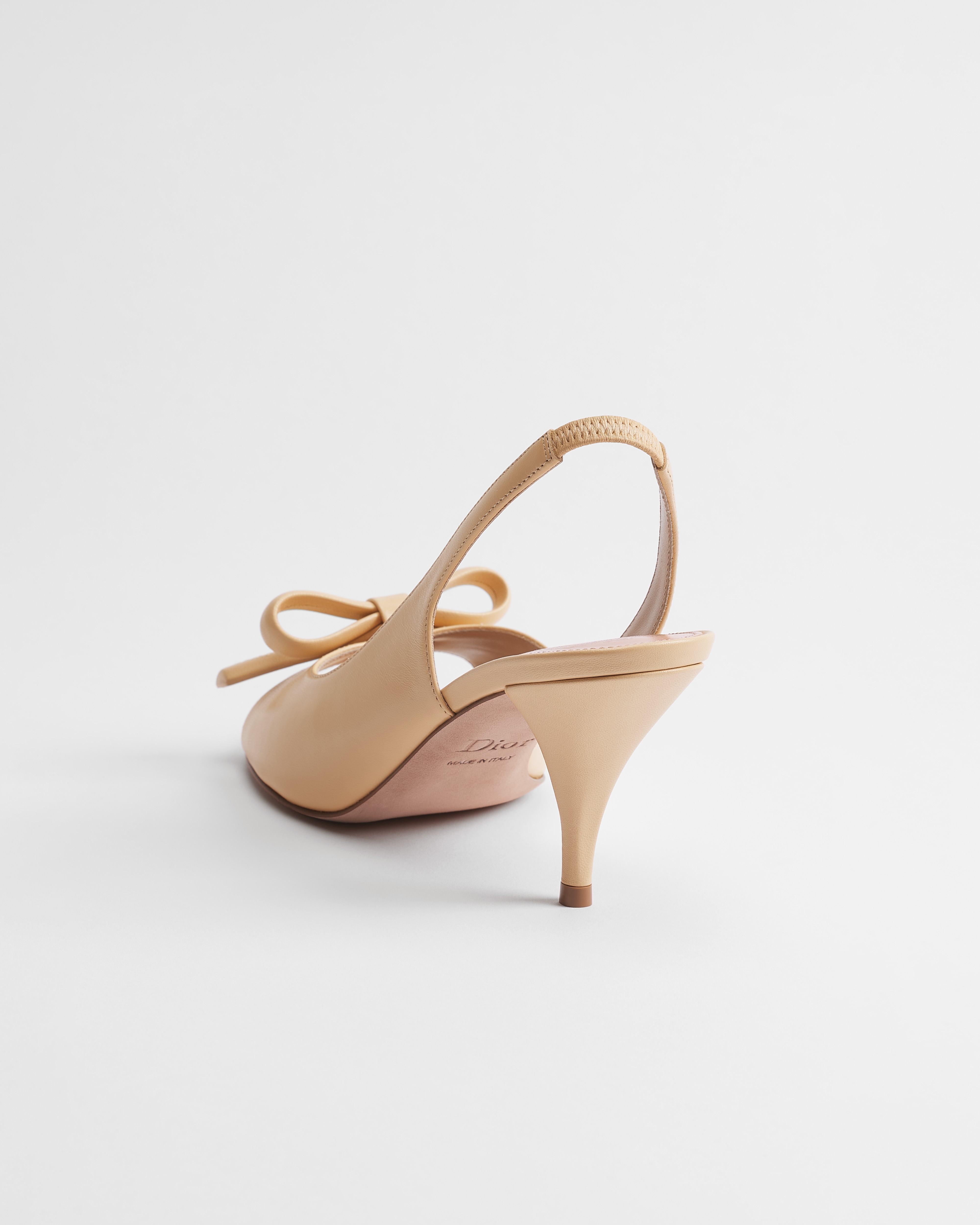 Dior Bow-slingbacksandaal met hak Ecrukleurig lamsleer E05