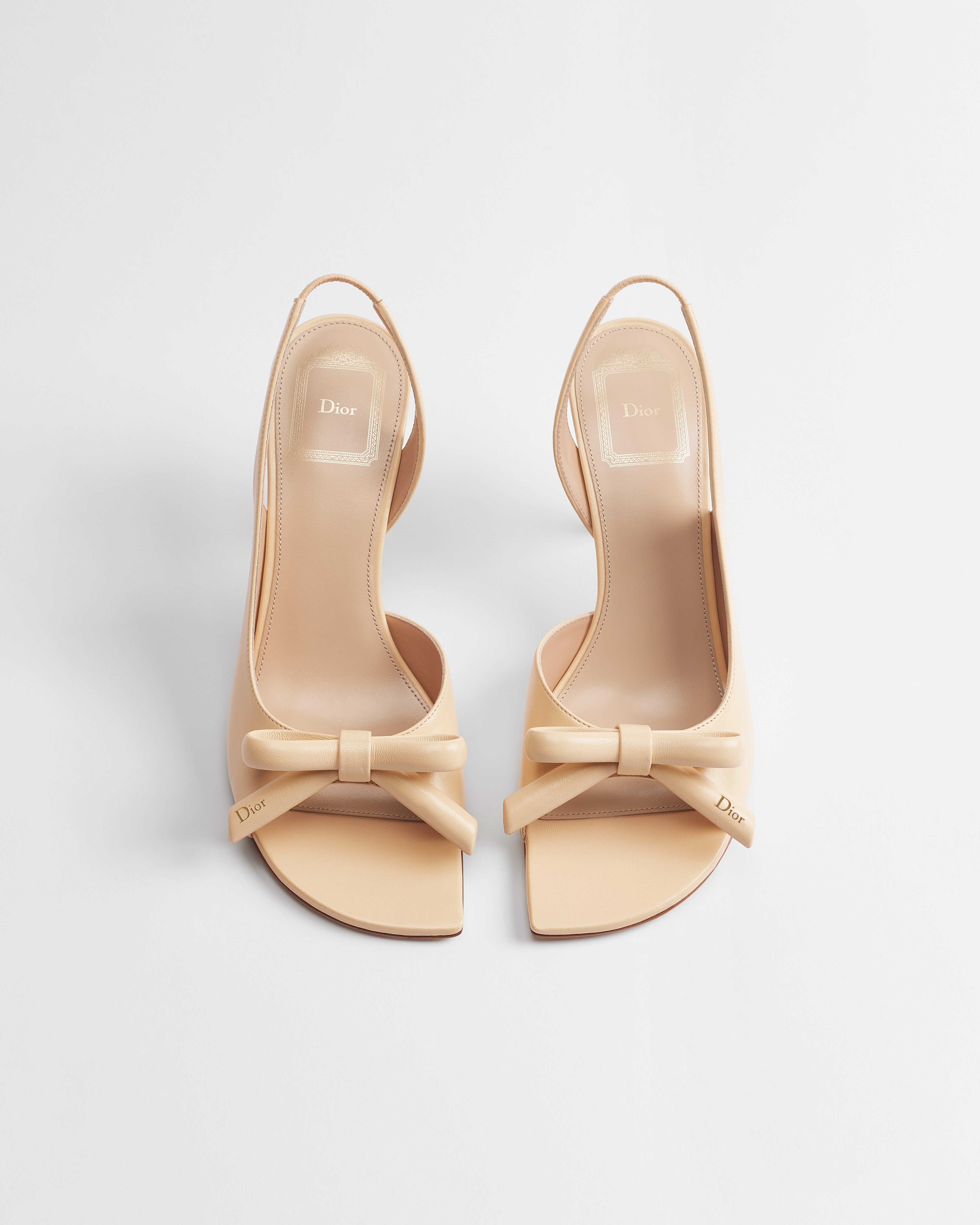 Dior Bow-slingbacksandaal met hak Ecrukleurig lamsleer E06