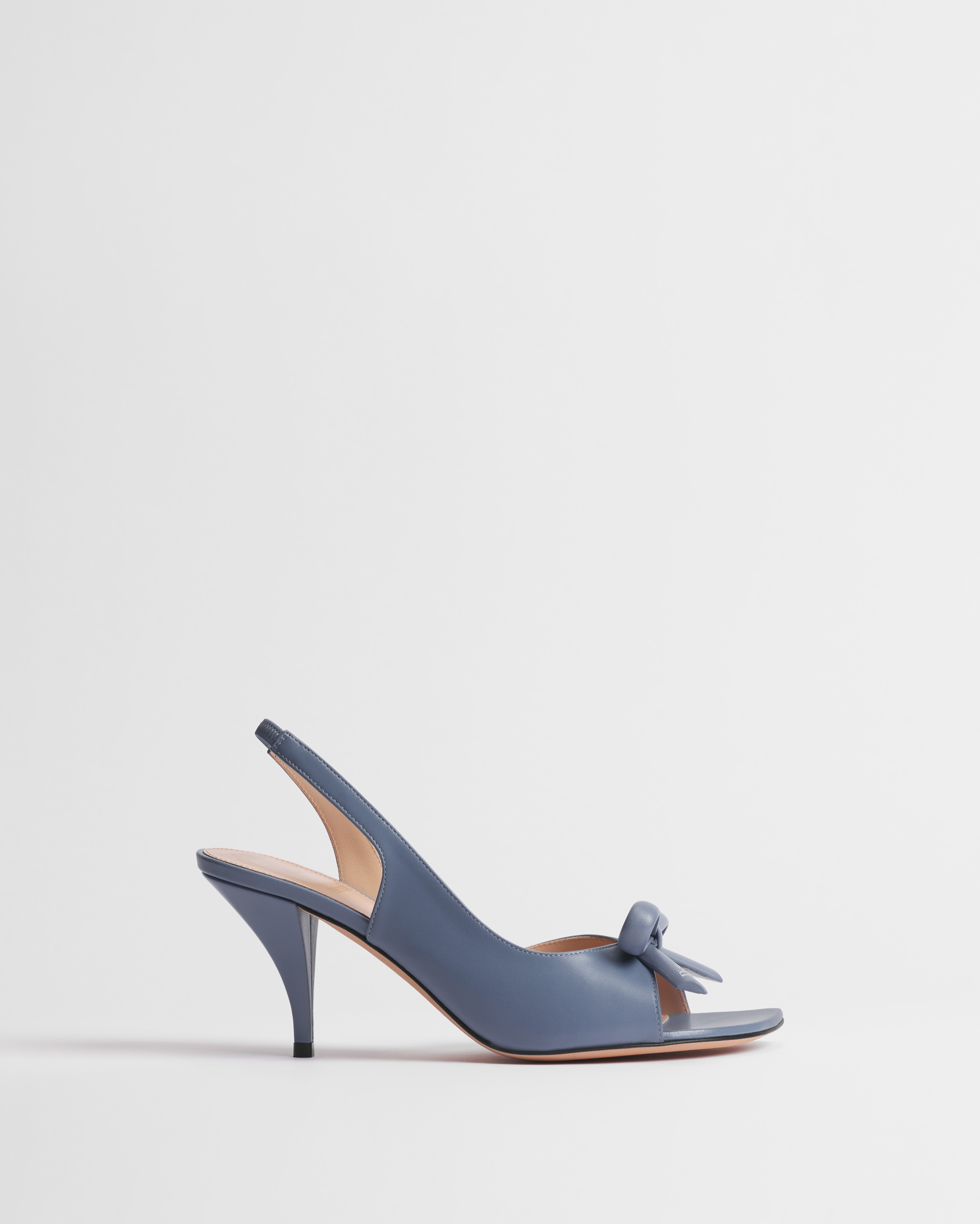 Dior Bow Heeled Slingback Sandal Denim Blue Lambskin E02