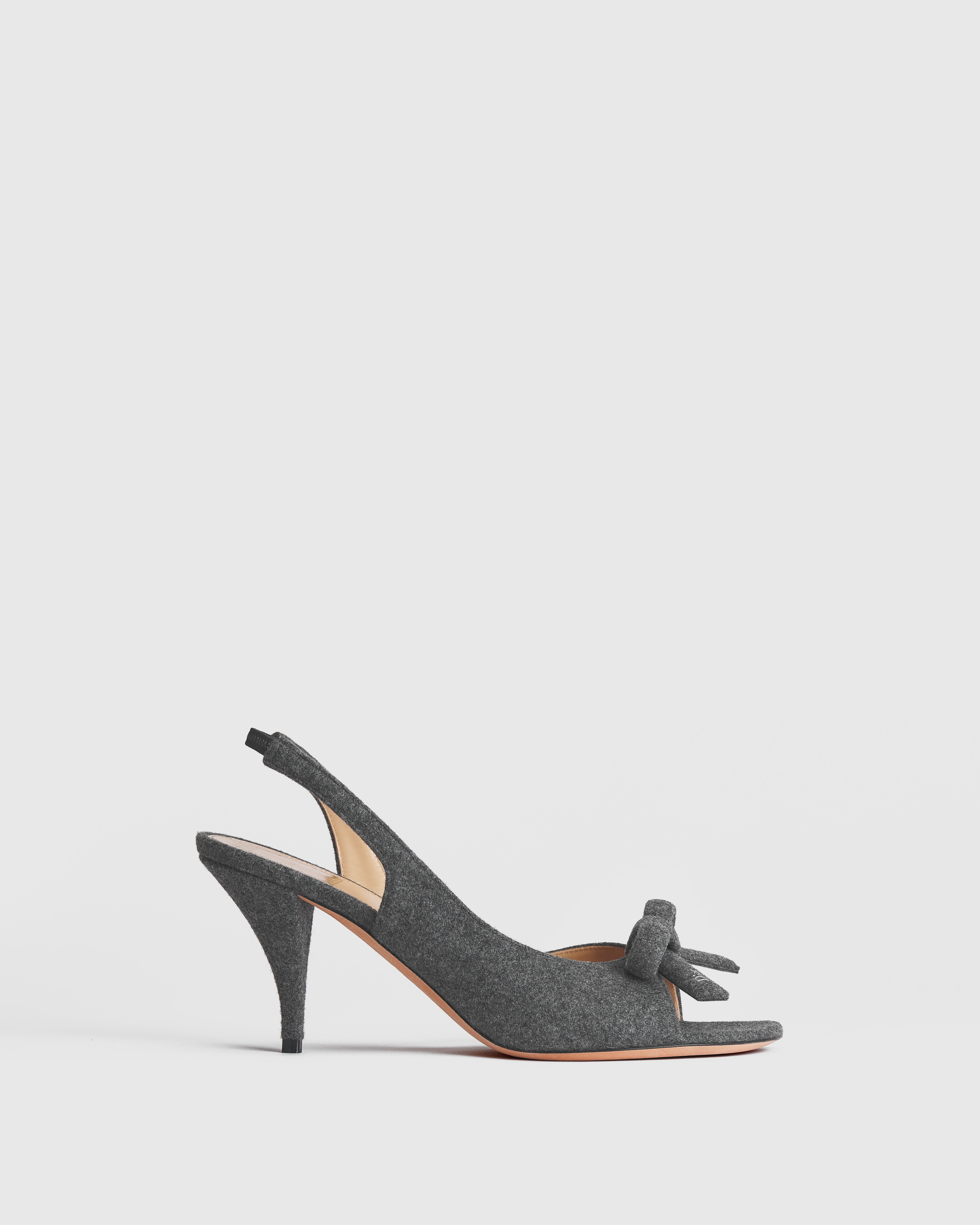 Dior Bow Heeled Slingback Sandal Light Gray Virgin Wool and Cashmere E02