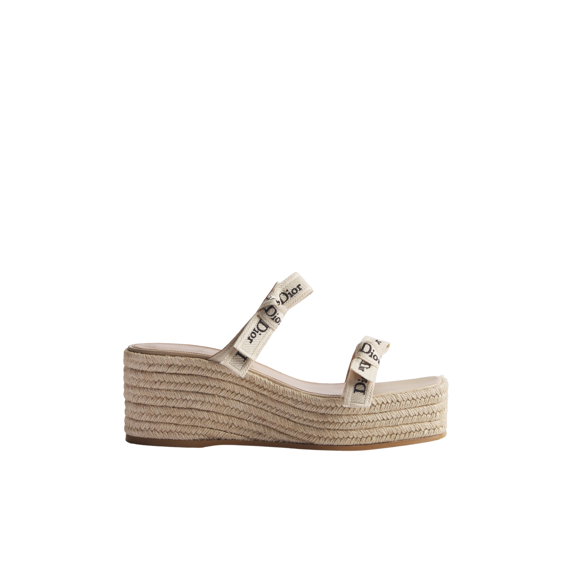  White Embroidered Cotton and Natural Raffia