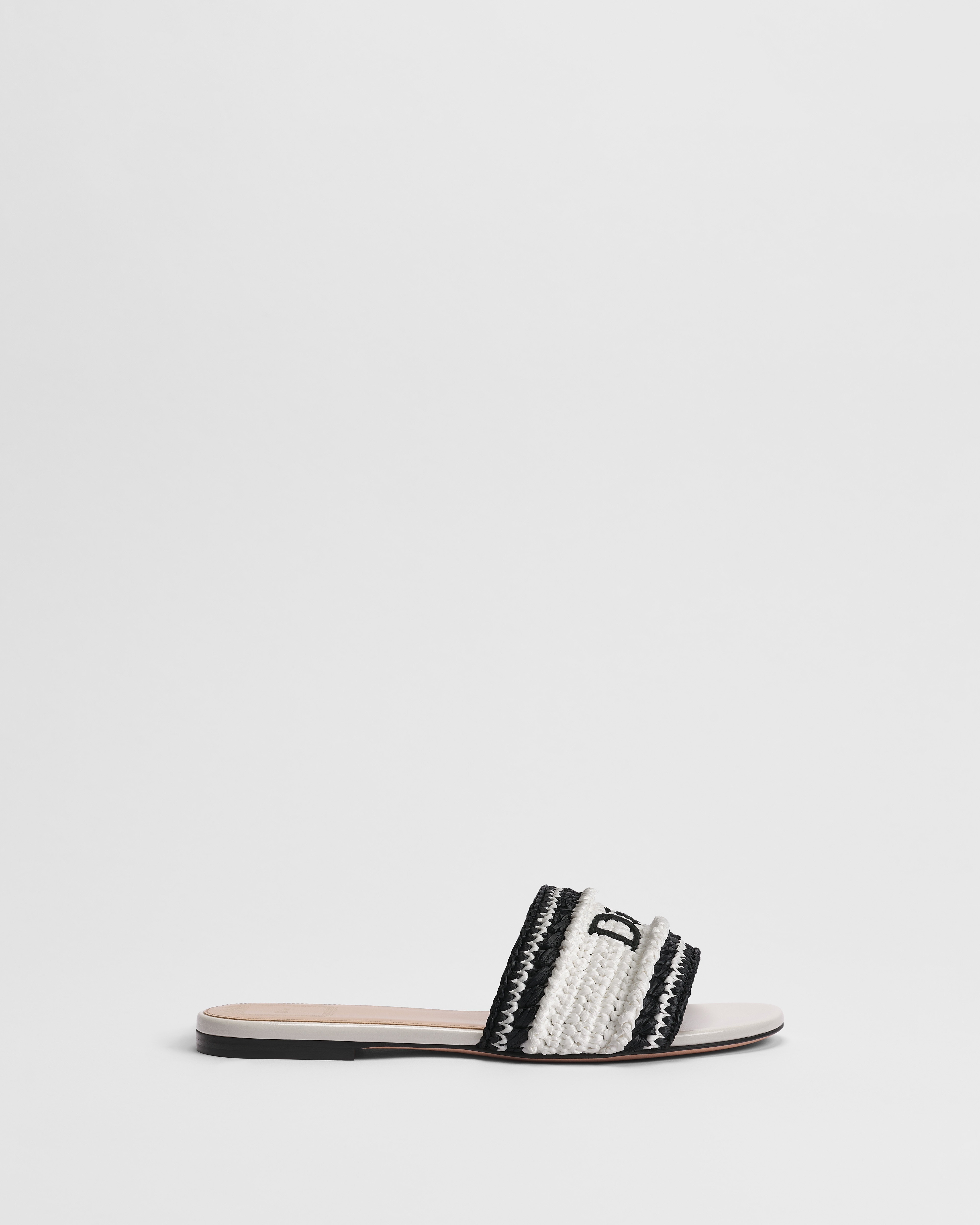 Dioriviera Dior Woven Slide White Crocheted Raffia-Effect Technical Fabric E02