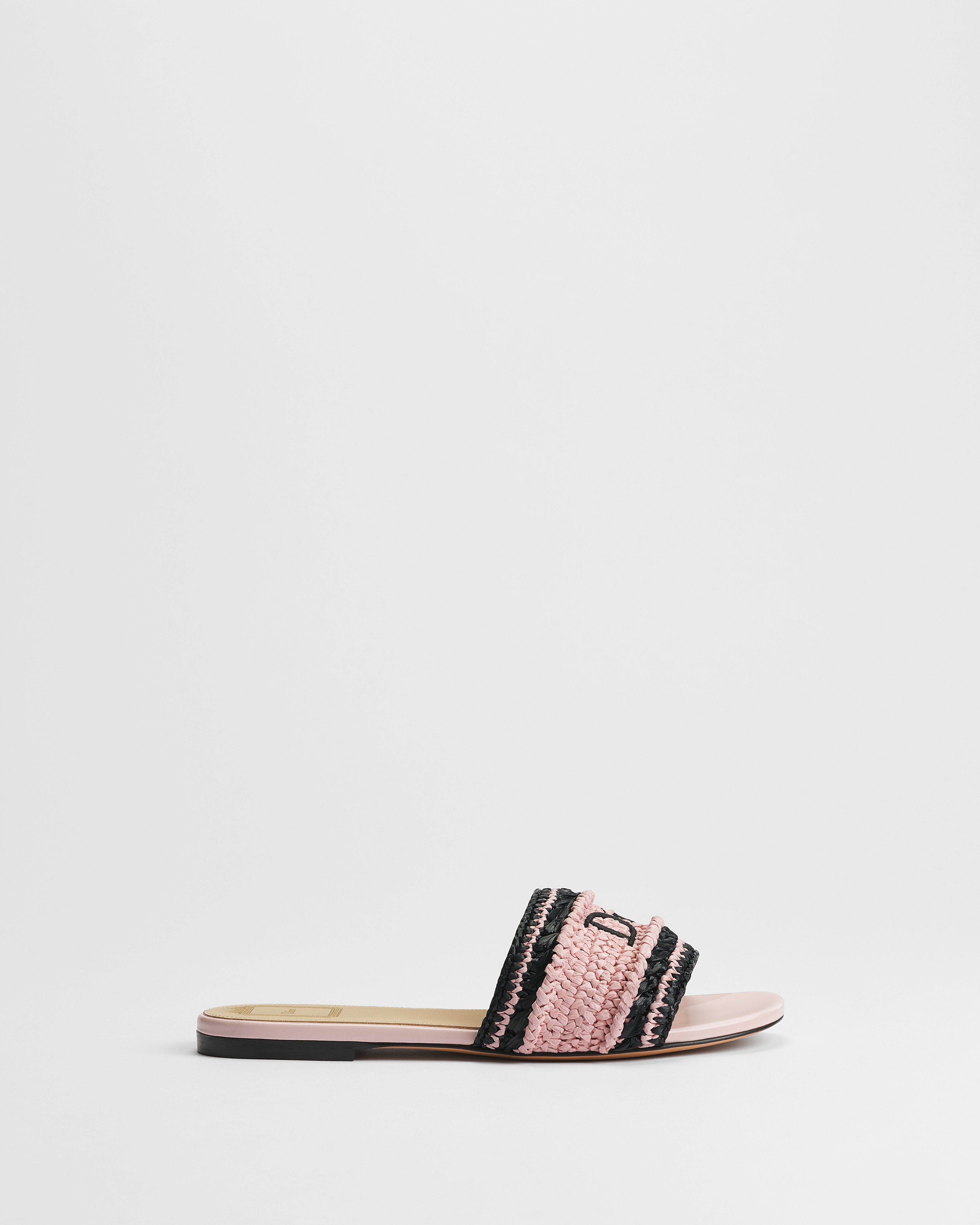 Dioriviera Dior Woven Slide Soupir Pink Crocheted Raffia-Effect Technical Fabric E02