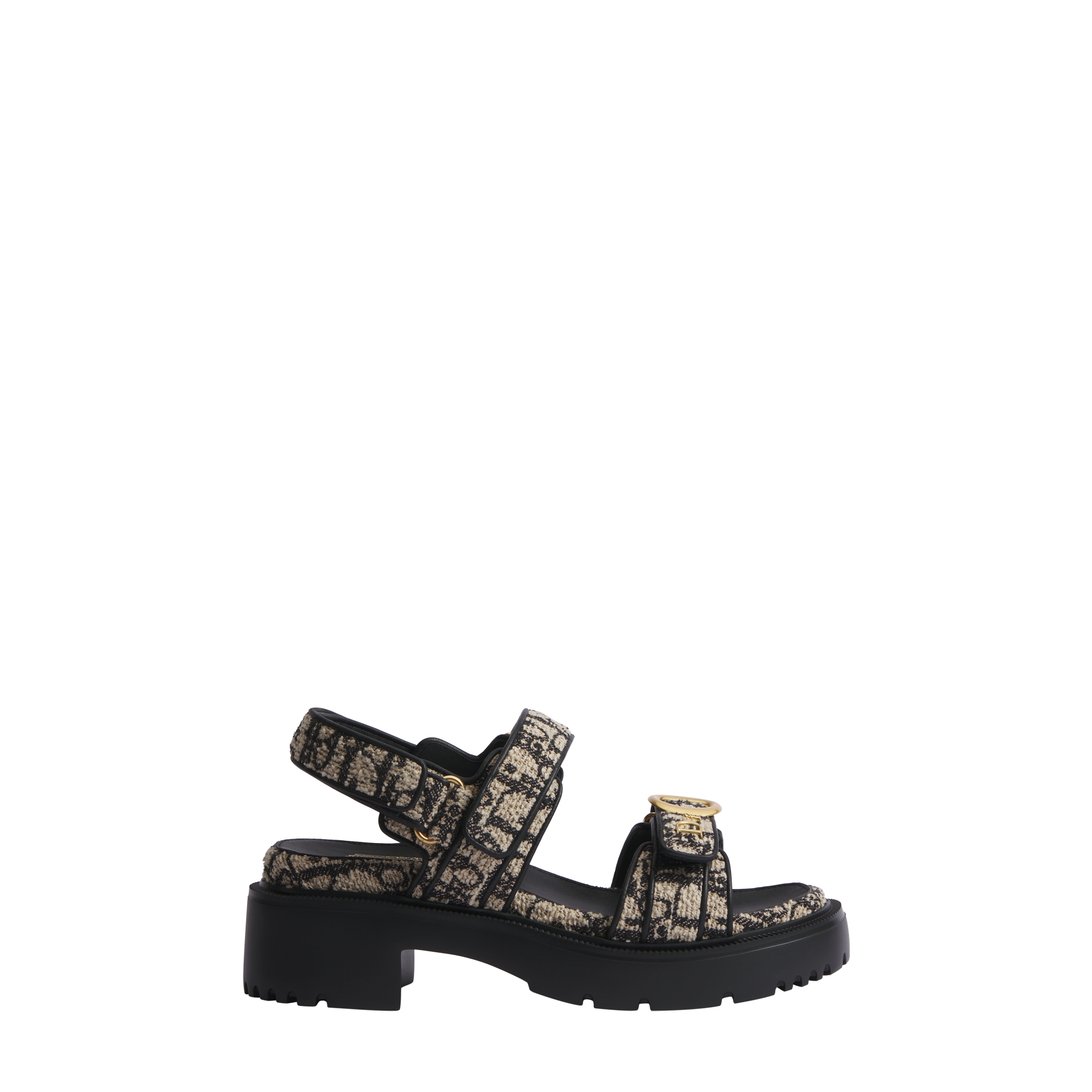 Dioriviera MyDior Platform Sandal Beige and Black Spongy Dior Oblique Denim E02