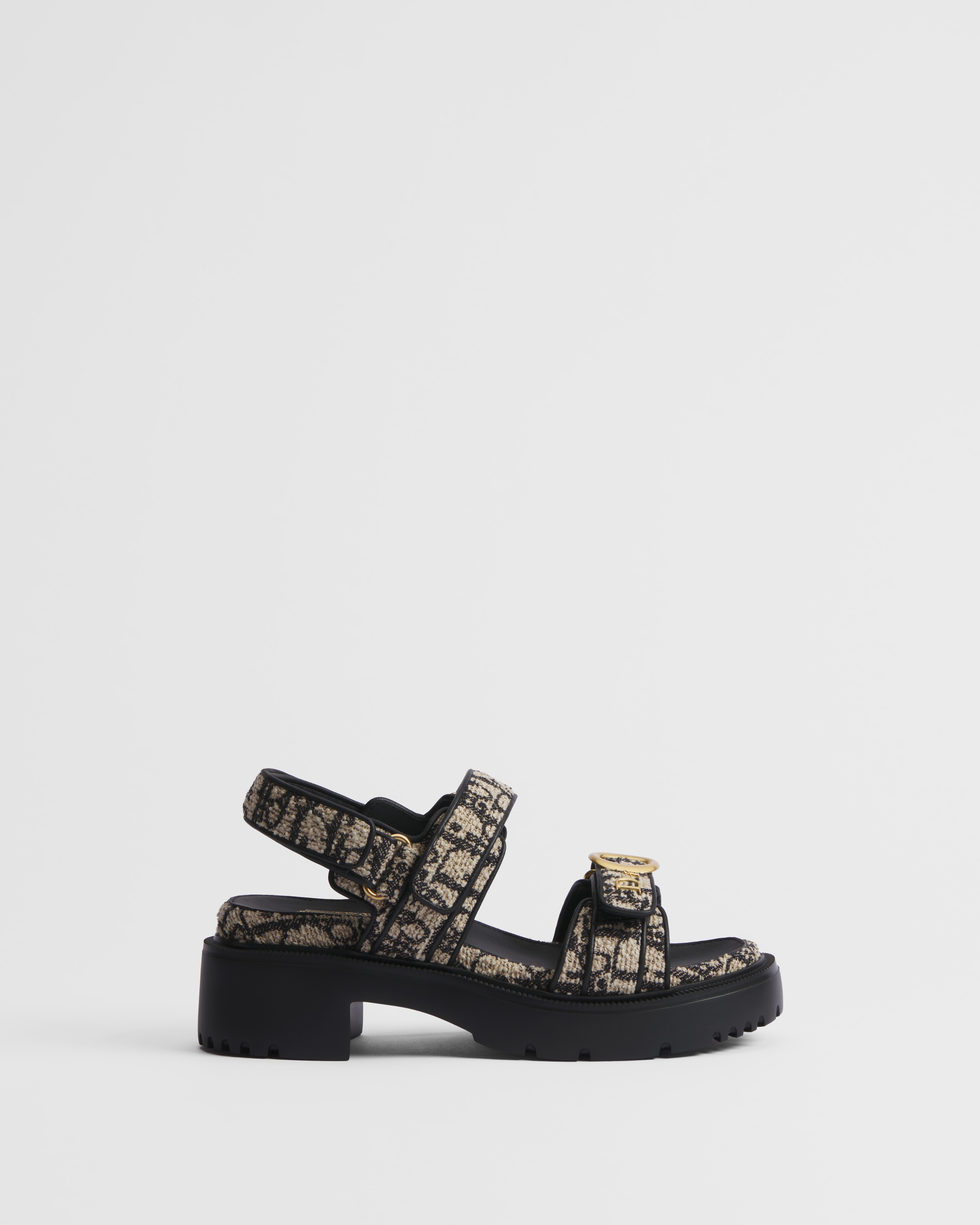Dioriviera MyDior Platform Sandal Beige and Black Spongy Dior Oblique Denim E02