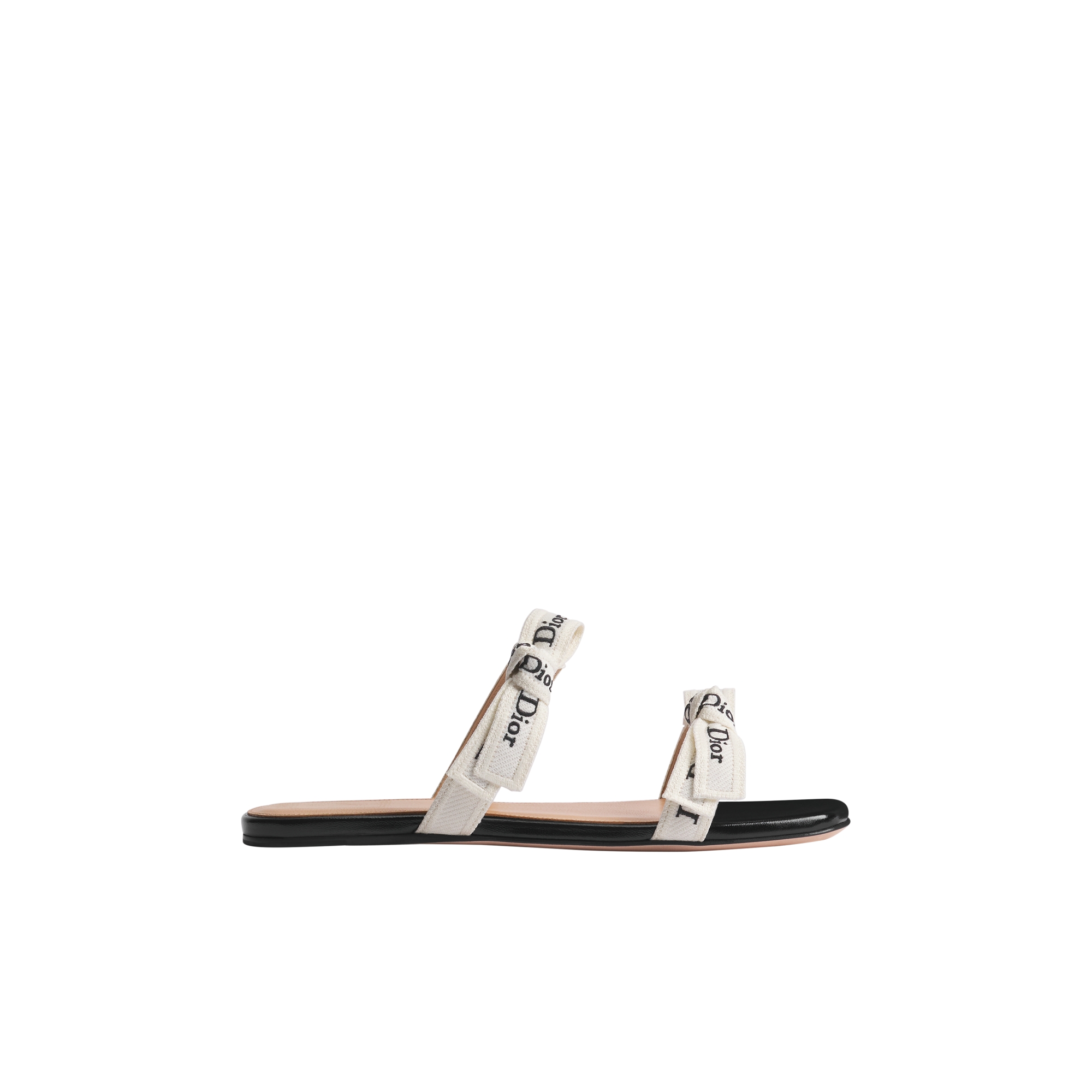 J'Adior Sandal with Straps White Embroidered Cotton and Black