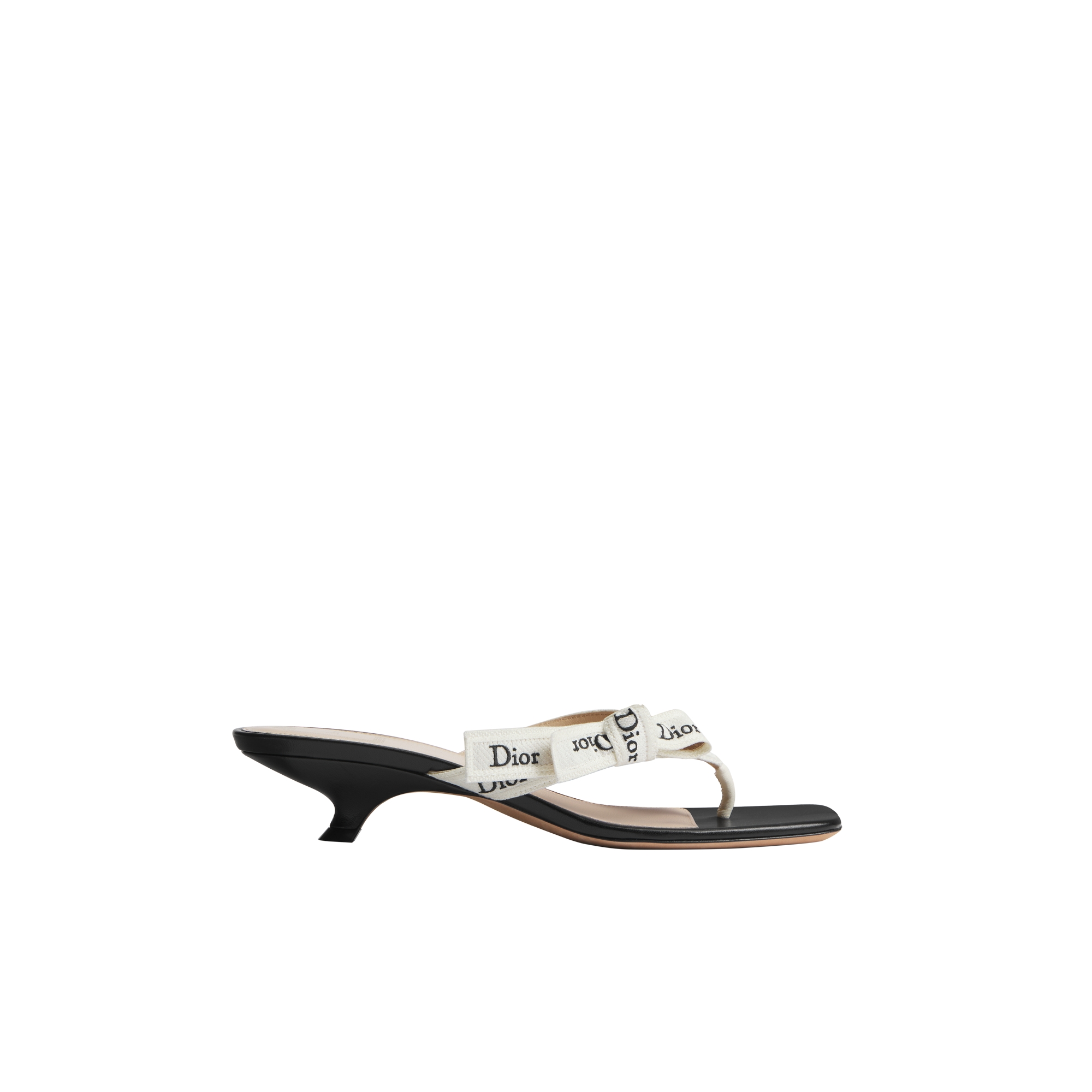 Dior チェック柄 ハイヒール 39 J'Adior Heeled Thong Sandal White Embroidered Cotton and Black