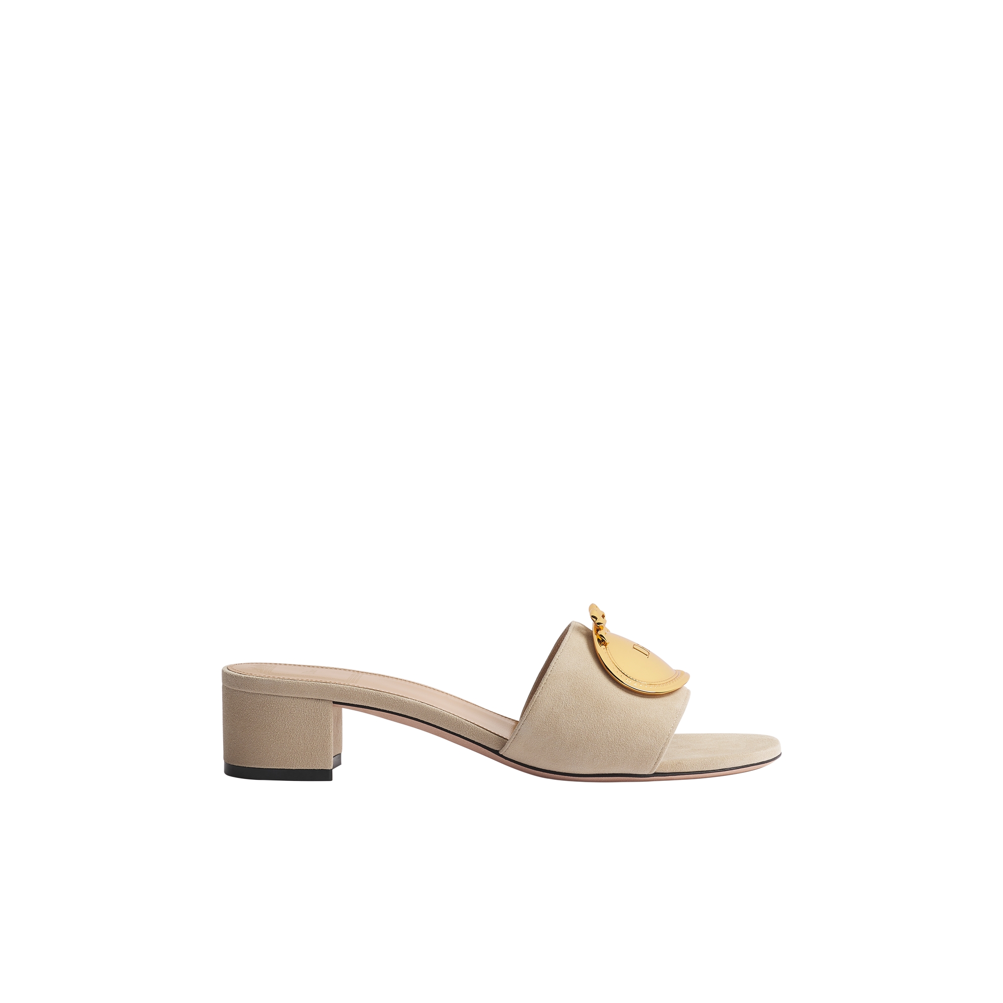 Dior Médaillon Buckle Heeled Slide Trench Suede Goatskin | DIOR US