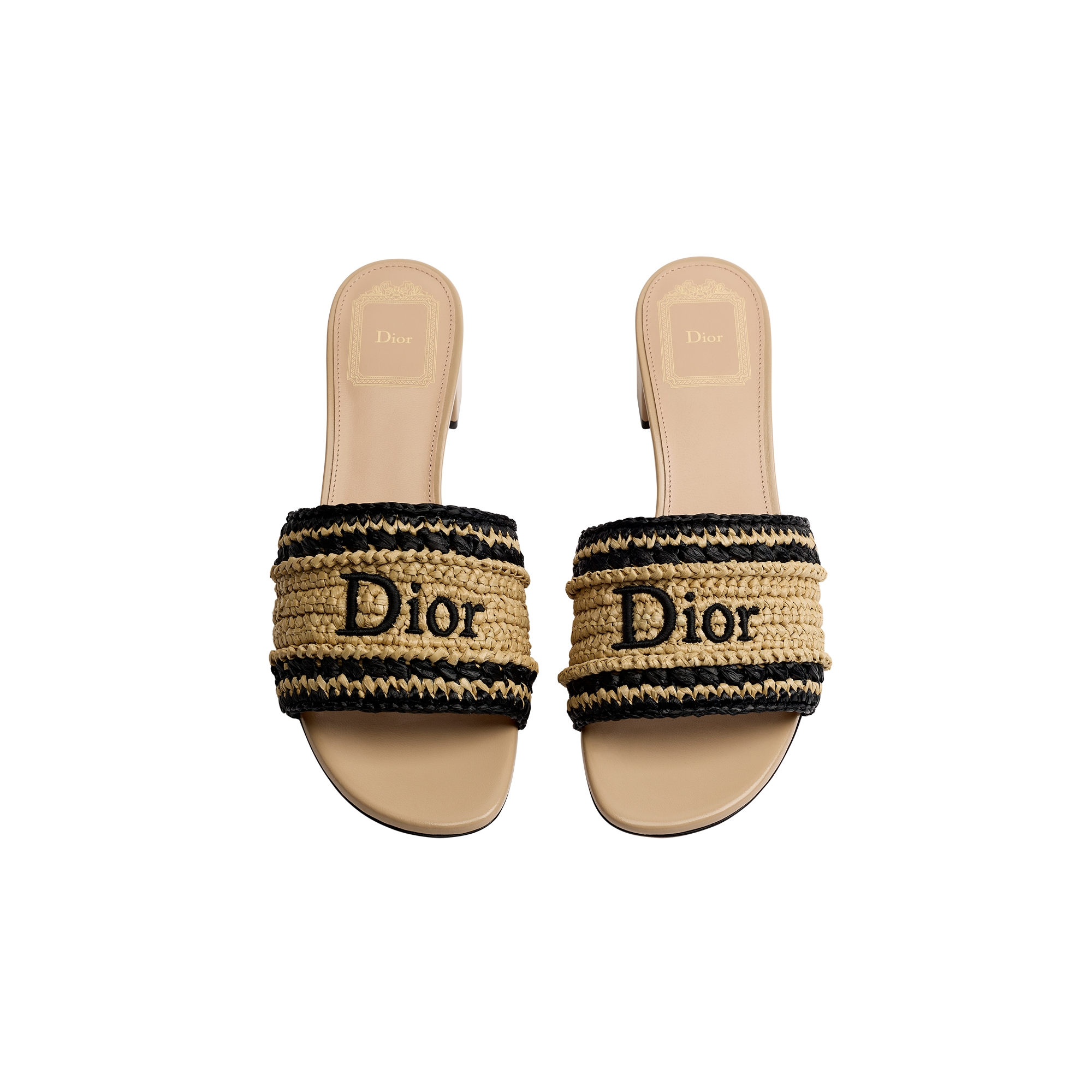 Dioriviera Dior Woven Heeled Slide Trench Crocheted Raffia-Effect Technical Fabric E06