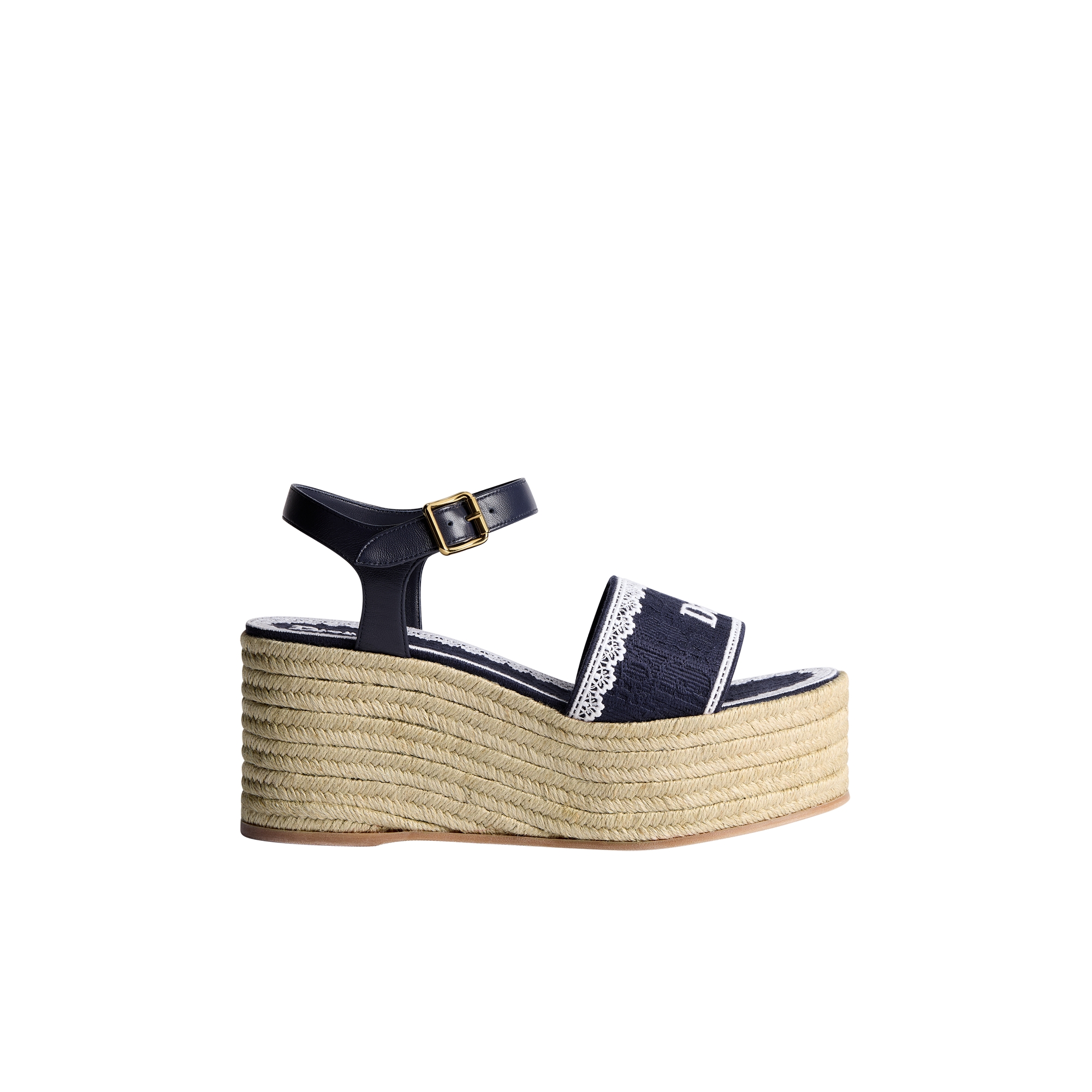  Algodão bordado Dior Oblique azul-marinho e renda branca