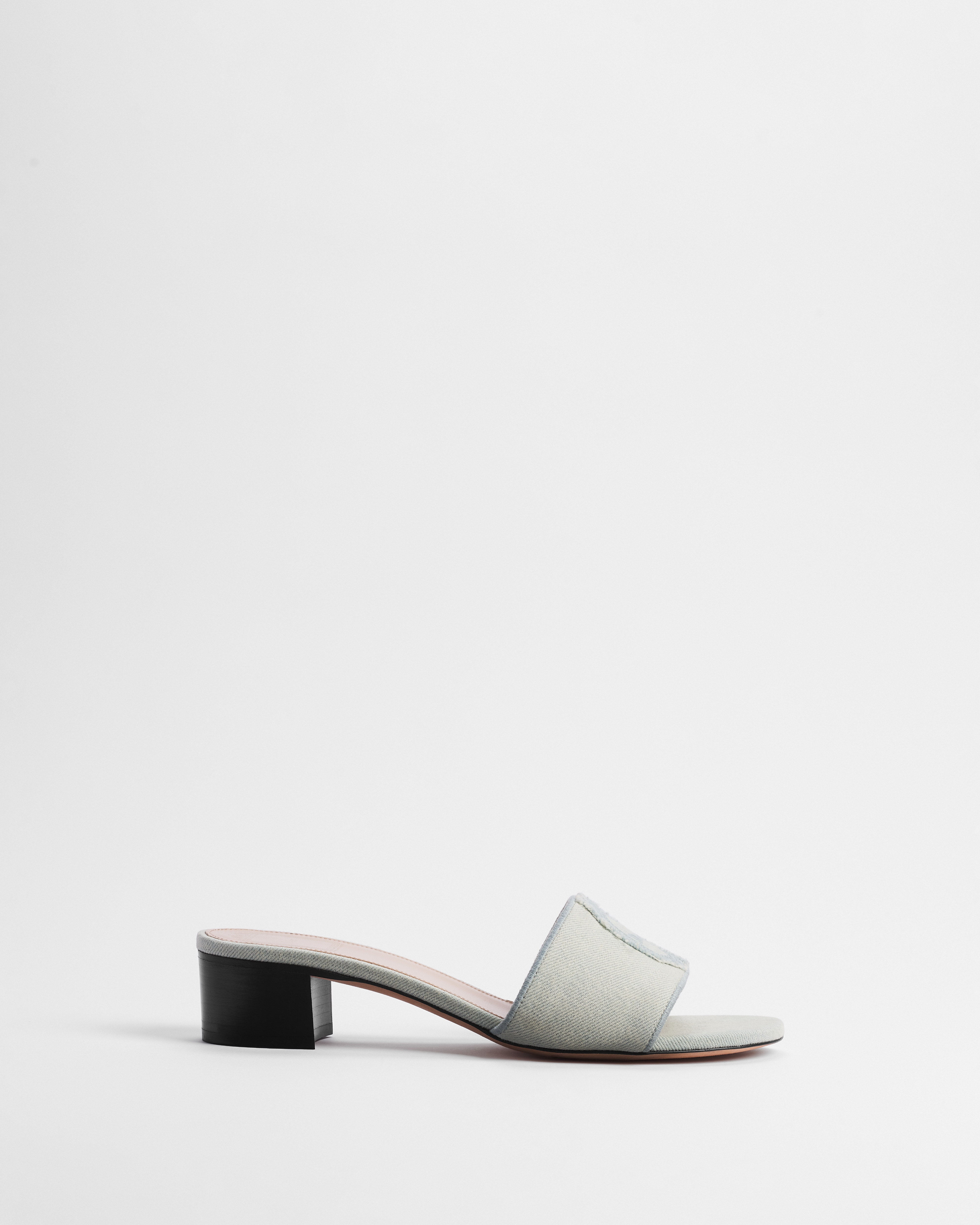 Dior Médaillon Heeled Slide Light Blue Cotton Denim E02