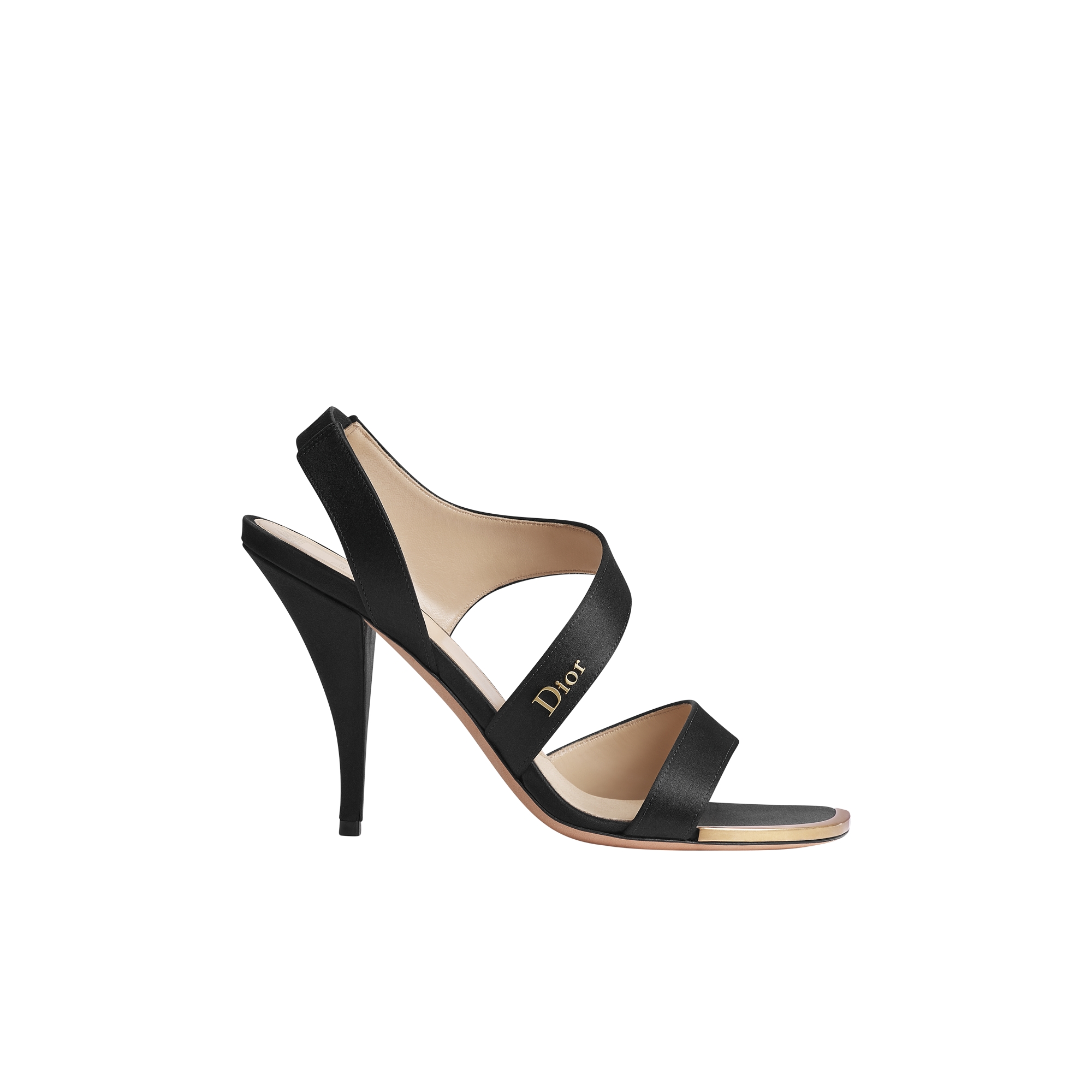 Diorama Heeled Sandal Black Satin | DIOR US