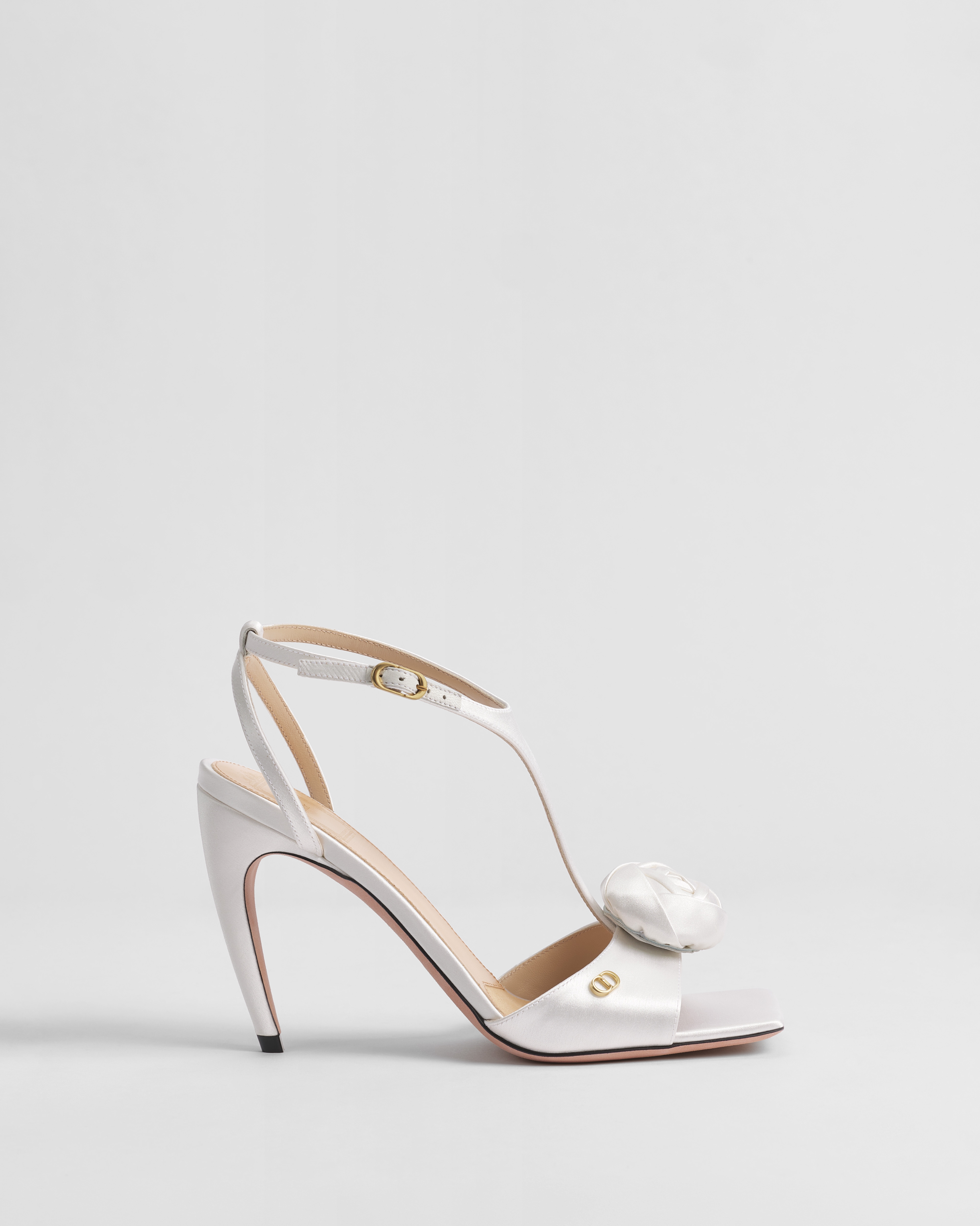 Dior Rose Heeled Sandal White Satin E02