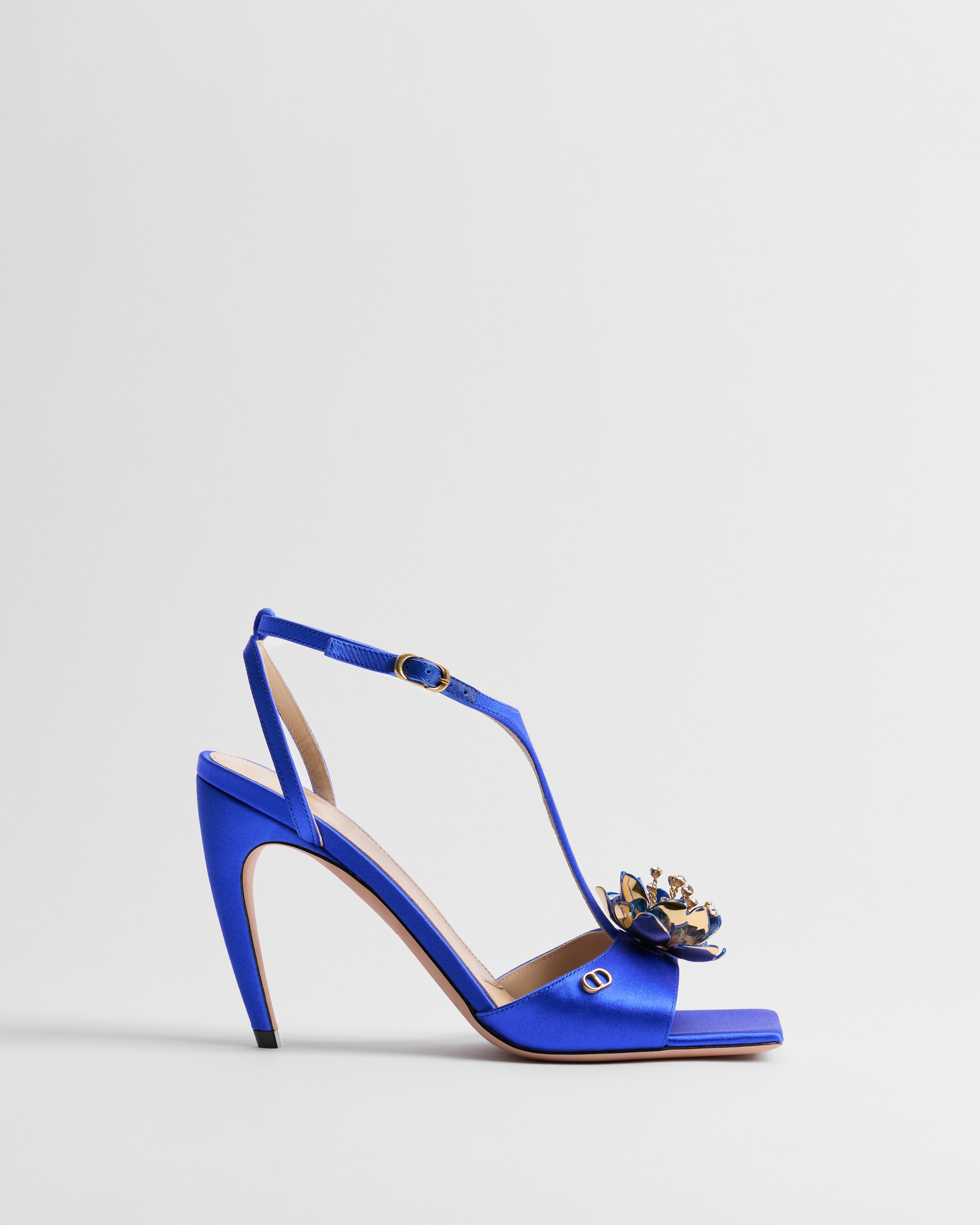 Dior Flora Heeled Sandal Bluette Satin E02