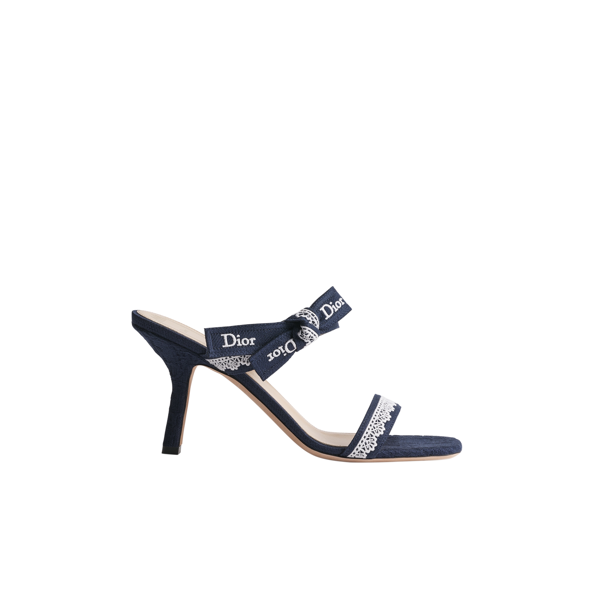 J'Adior Heeled Sandal with Straps Blue Dior Oblique Embroidered