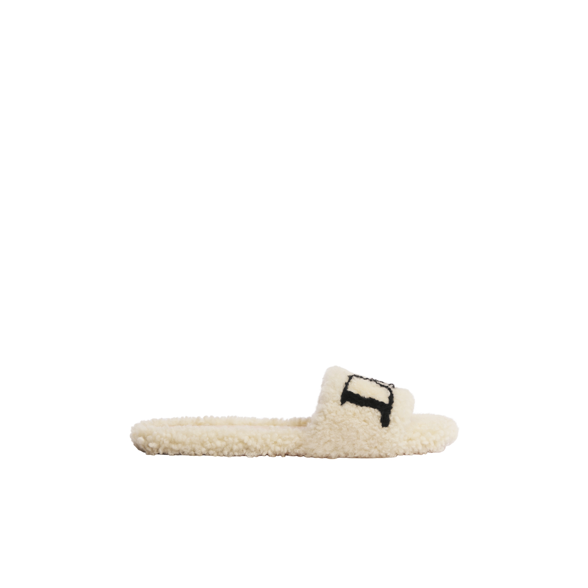 DiorAlps Dway Slide Ecru Intarsia Sheepskin Shearling E02