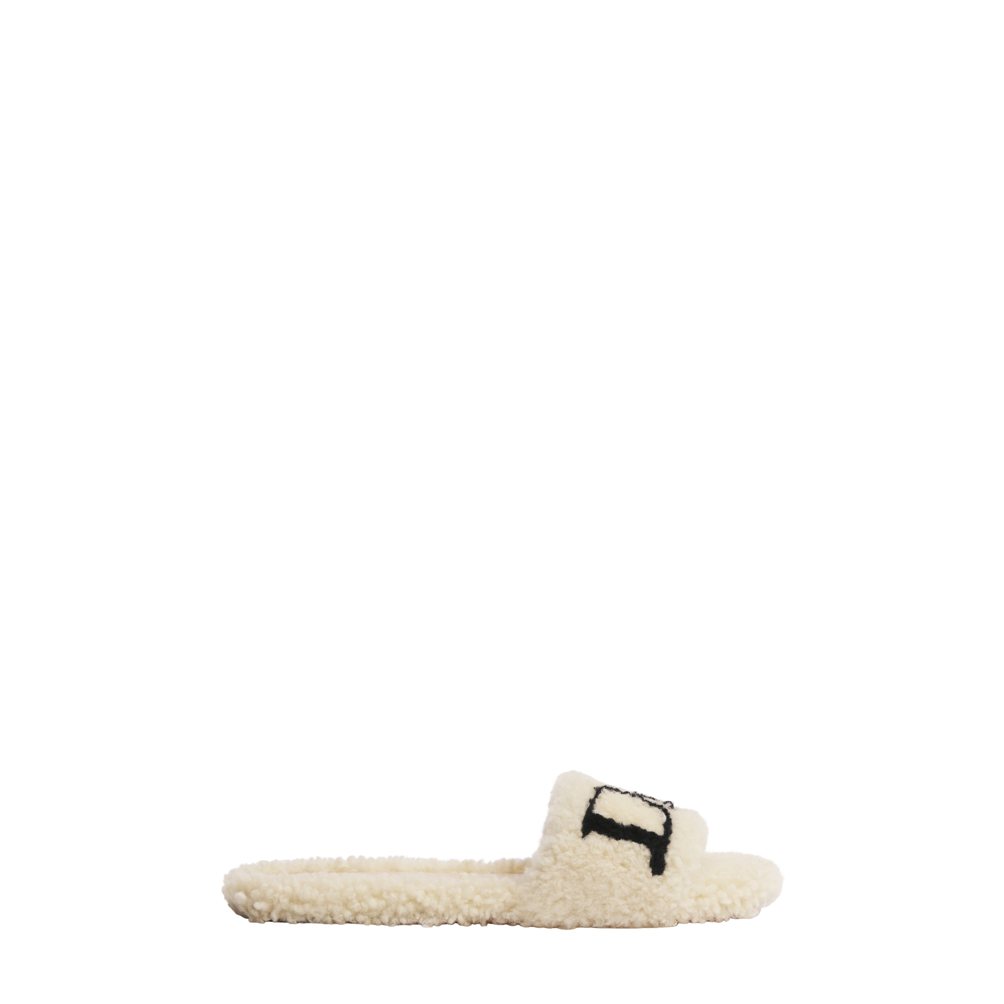 DiorAlps Dway Slide Ecru Intarsia Sheepskin Shearling E02