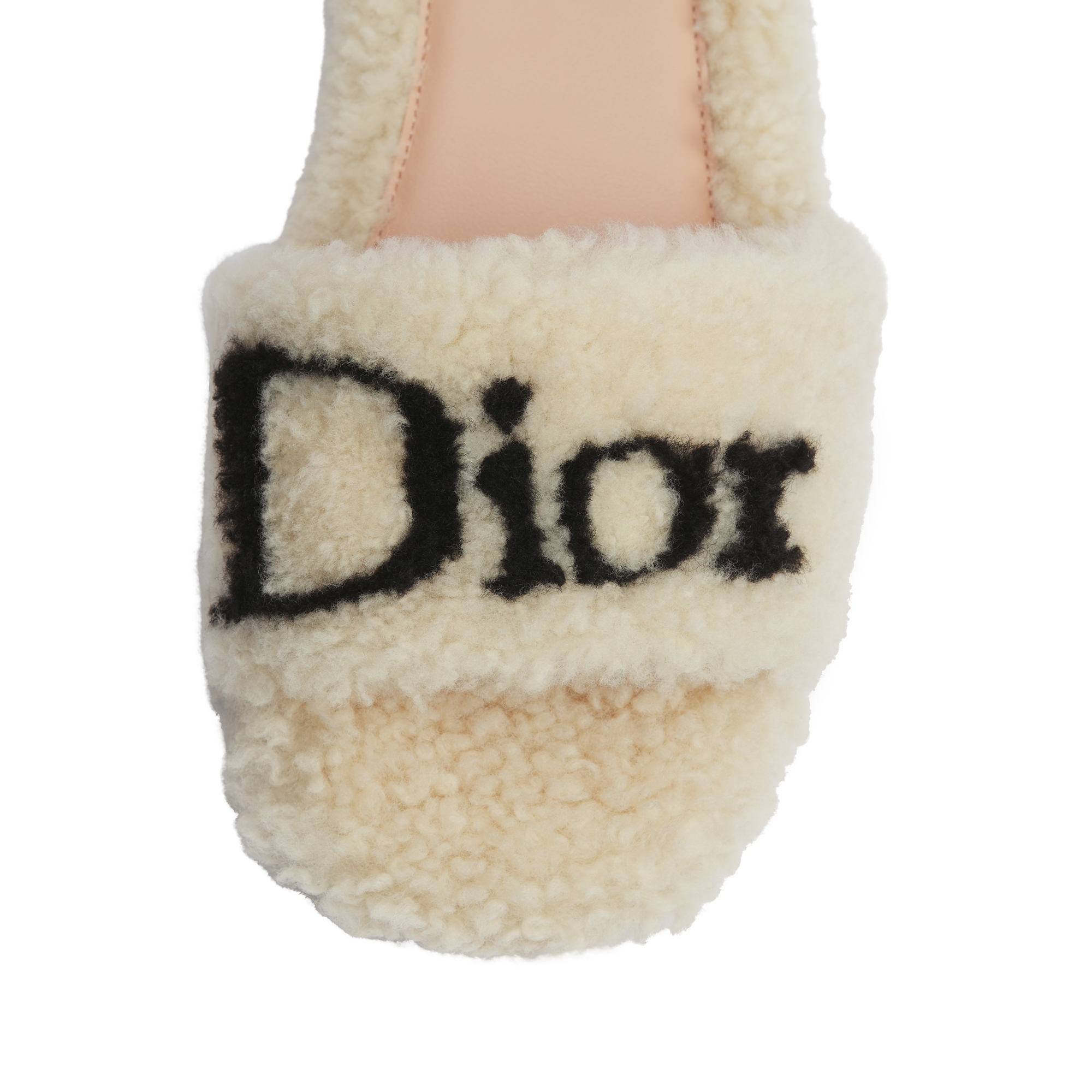 DiorAlps Dway Slide Ecru Intarsia Sheepskin Shearling E10