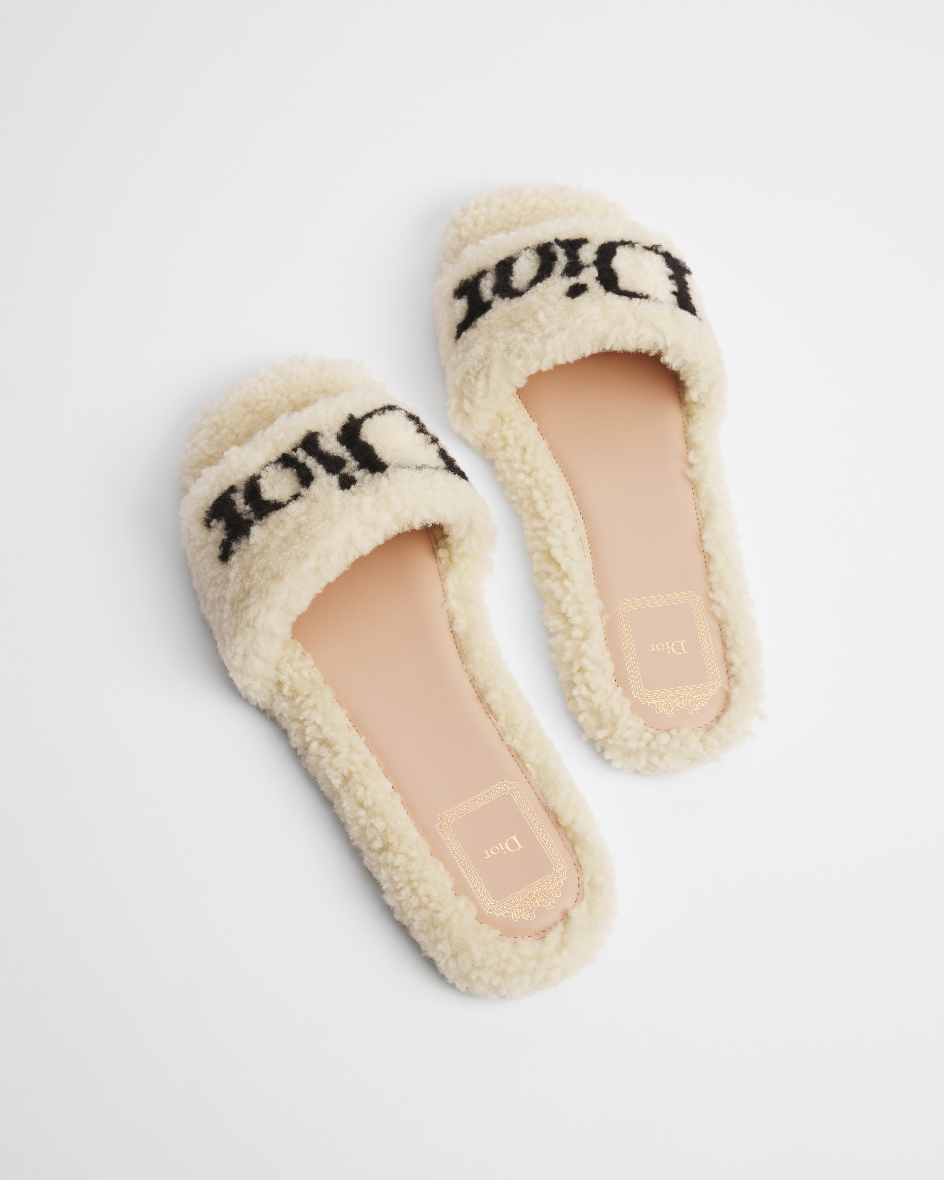 DiorAlps Dway Slide Ecru Intarsia Sheepskin Shearling E09