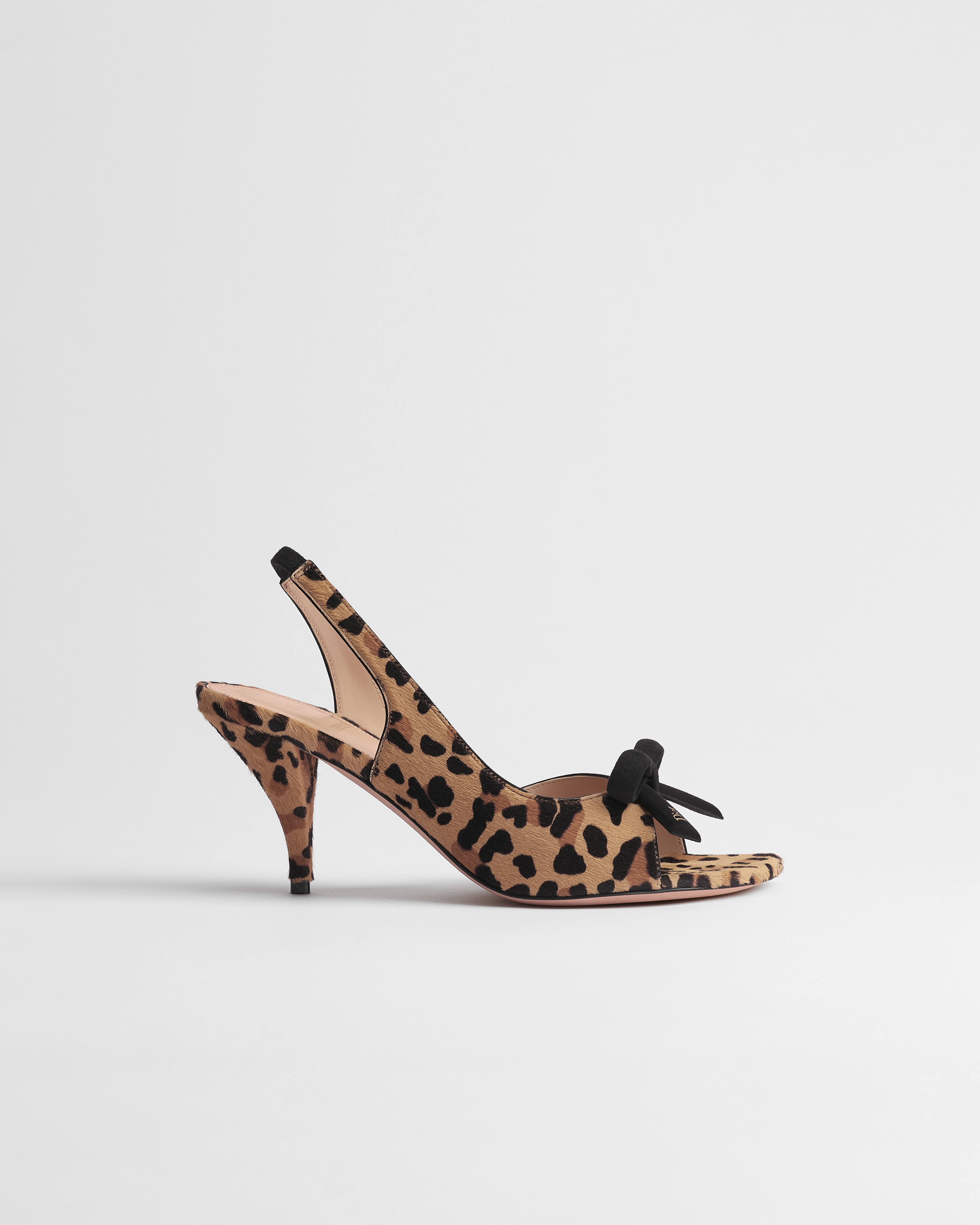 Dior Bow Heeled Slingback Sandal Black and Natural Mizza Pony-Hair Calfskin E02