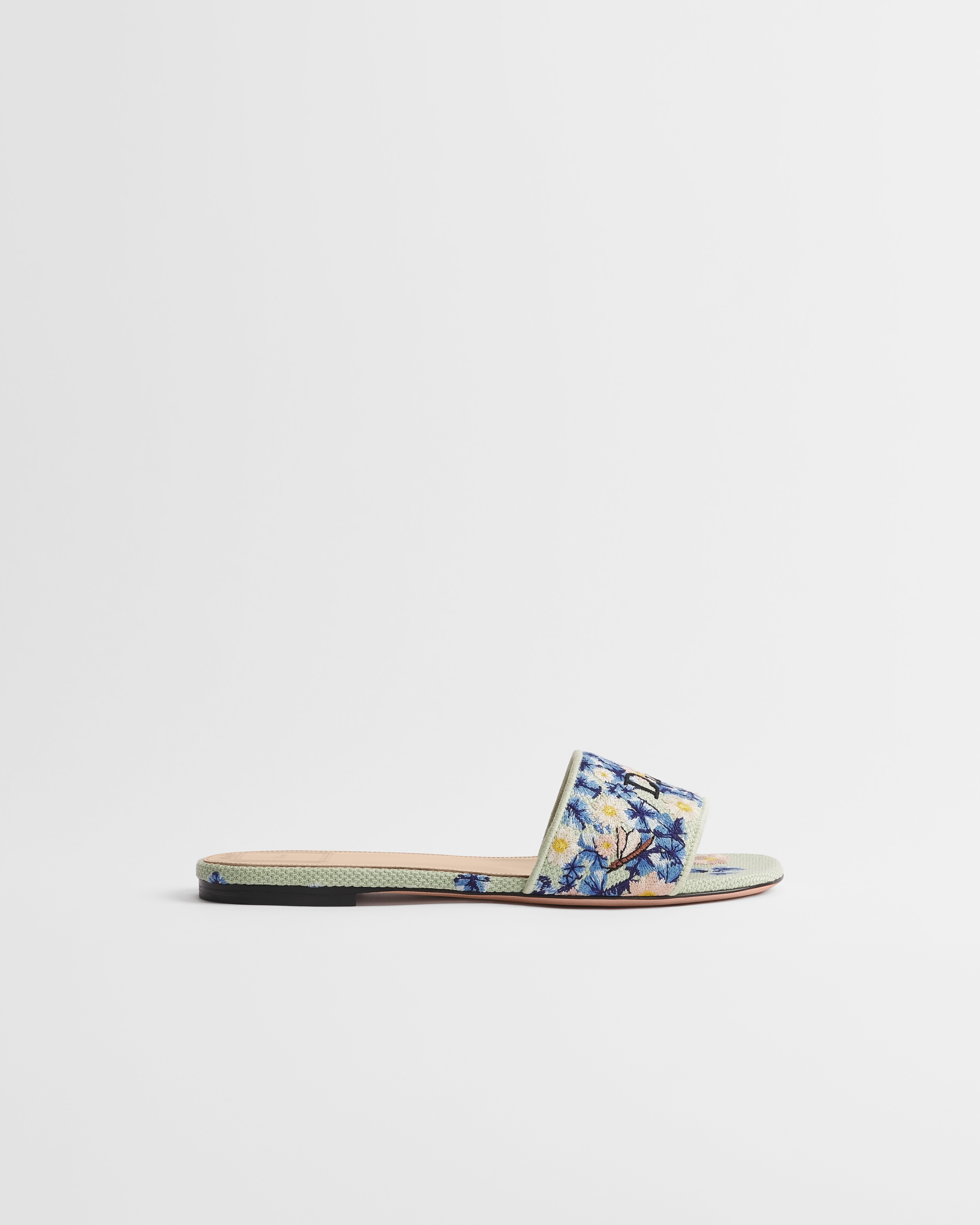 Dway Slide Blue Dior Water Lily Embroidered Cotton E02