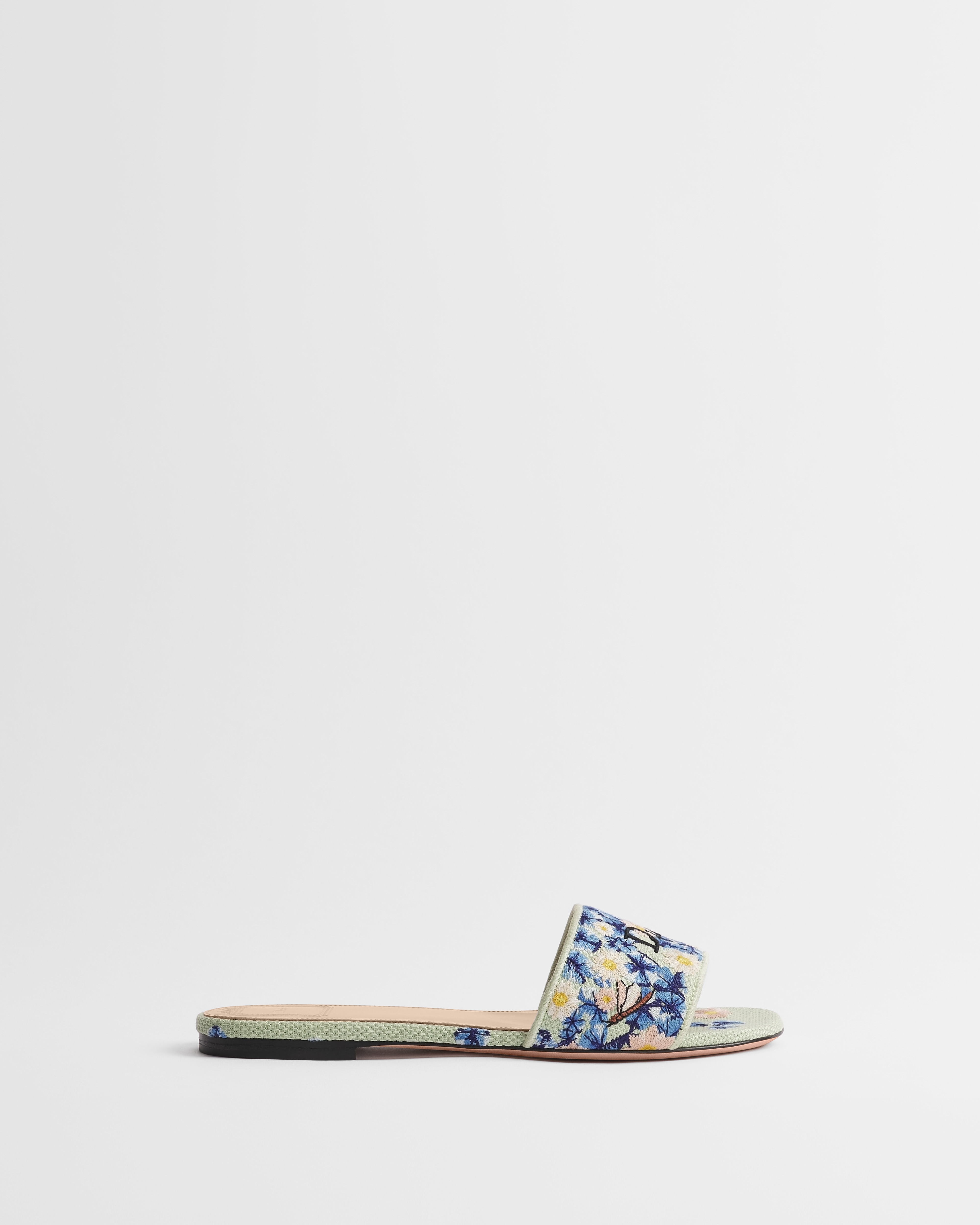 Dway Slide Blue Dior Water Lily Embroidered Cotton E02