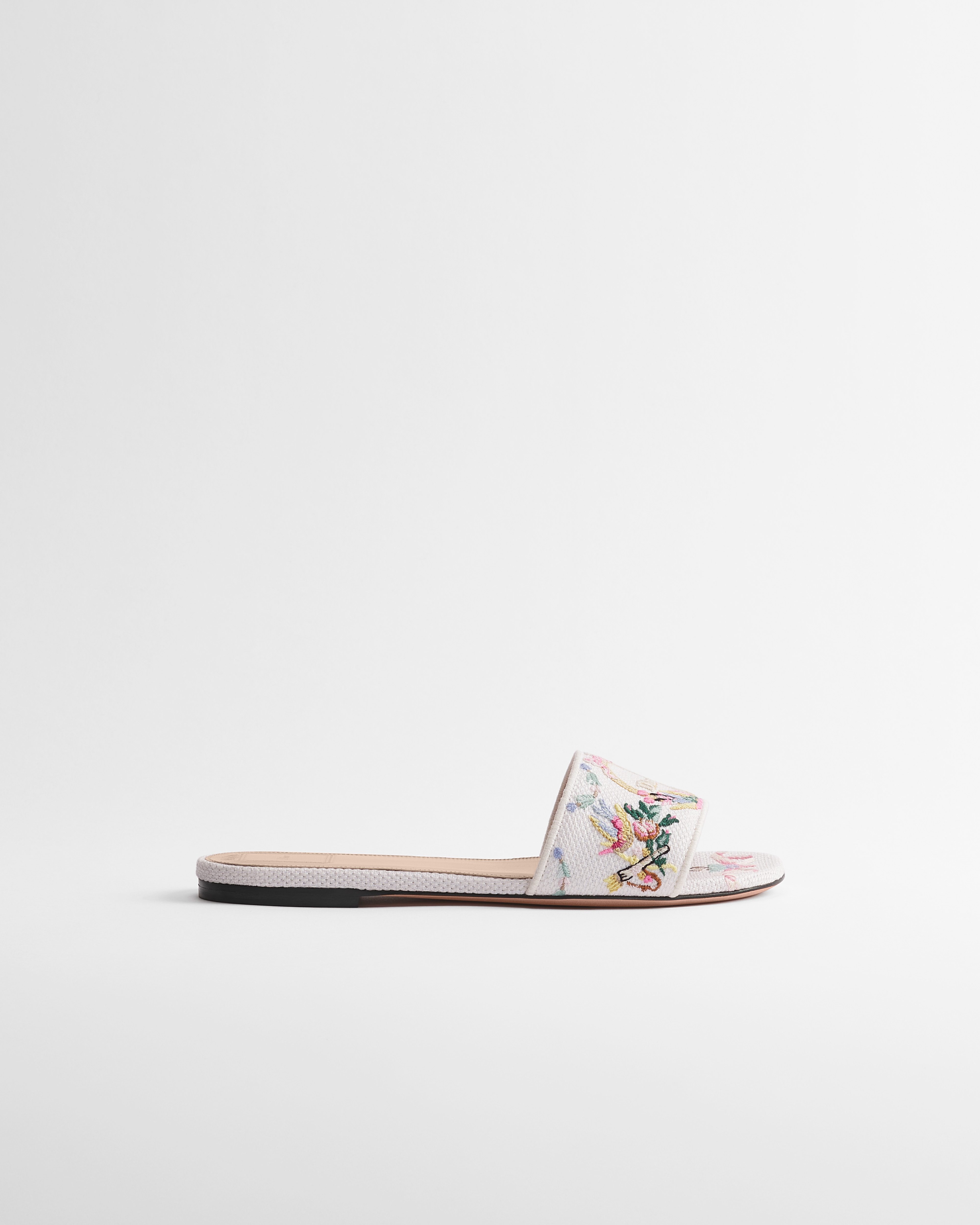 Mule Dior Qixi Dior Médaillon Algodón blanco bordado con motivo Dior Colibri multicolor E02