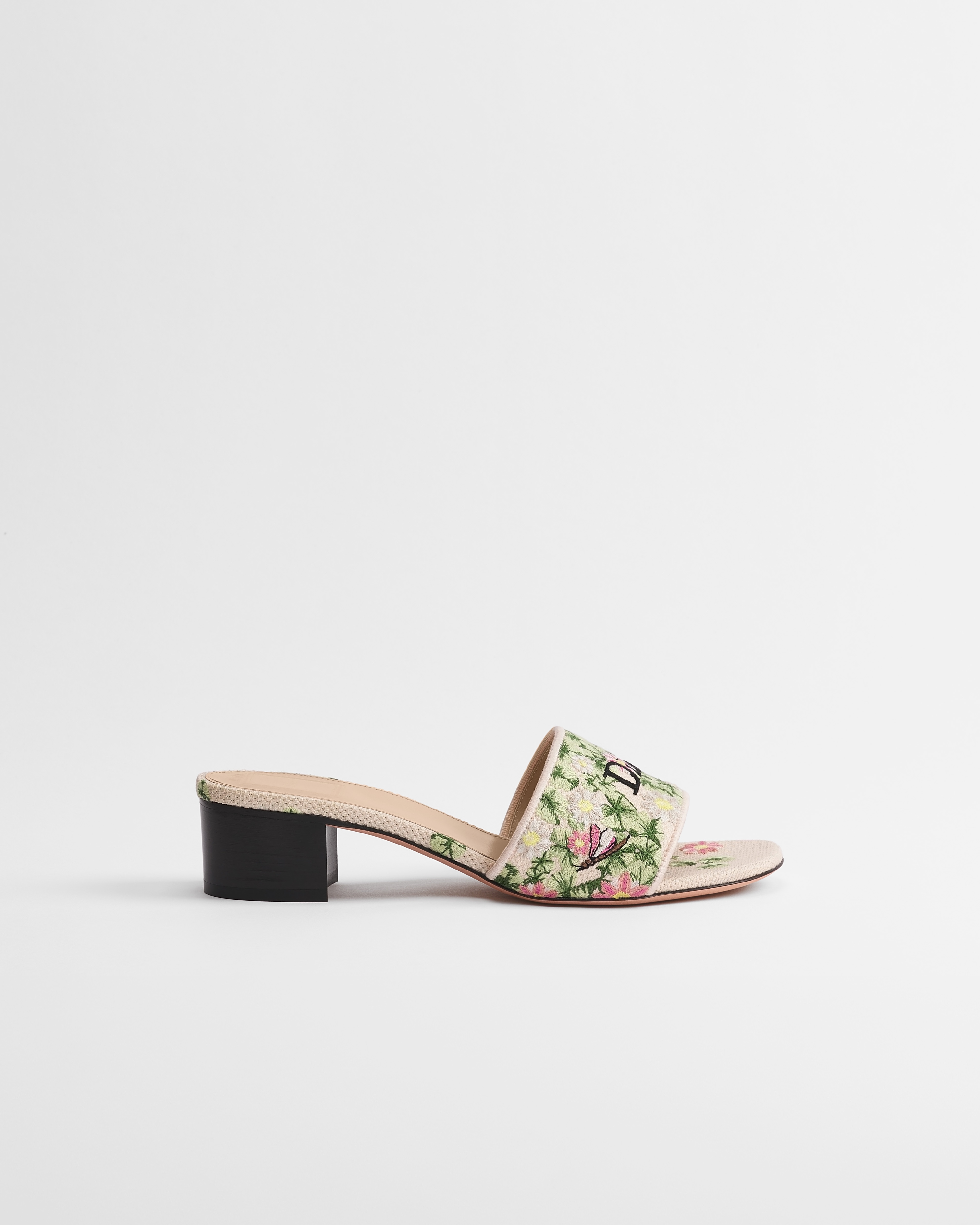 Sandalo con tacco Dway Cotone con ricamo Dior Water Lily rosa e verde E02