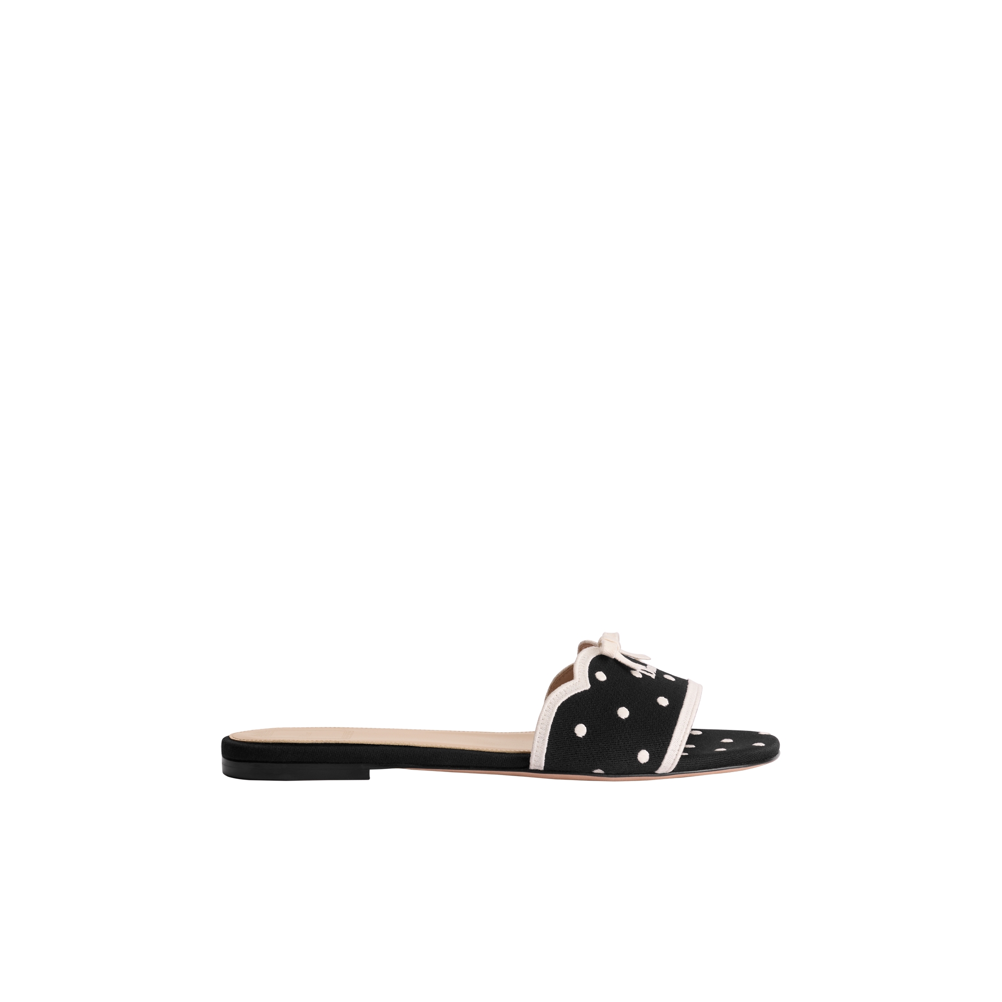 Dway Slide Black Cotton Embroidered with White PolkaDior Motif | DIOR