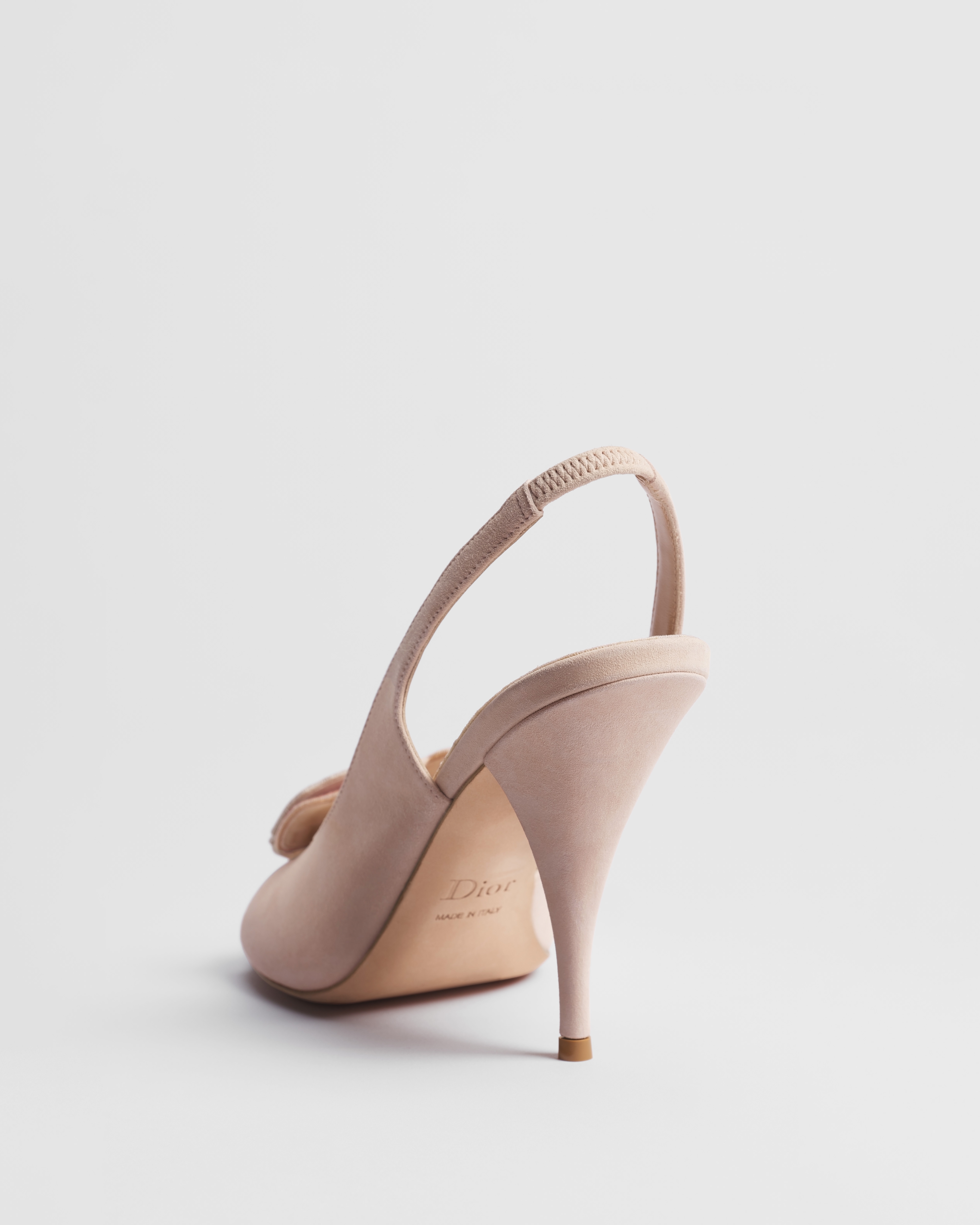 Dior Viola Heeled Slingback Sandal Rose Quartz Pink Suede Goatskin E05