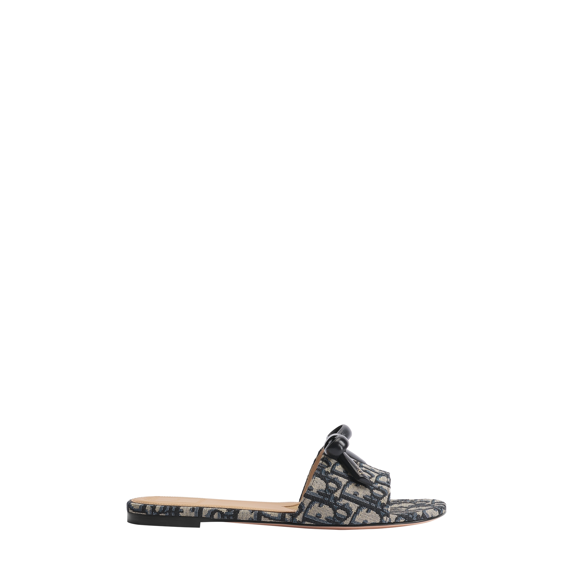 Dior Bow Slide Deep Blue Dior Oblique Embroidered Cotton E02