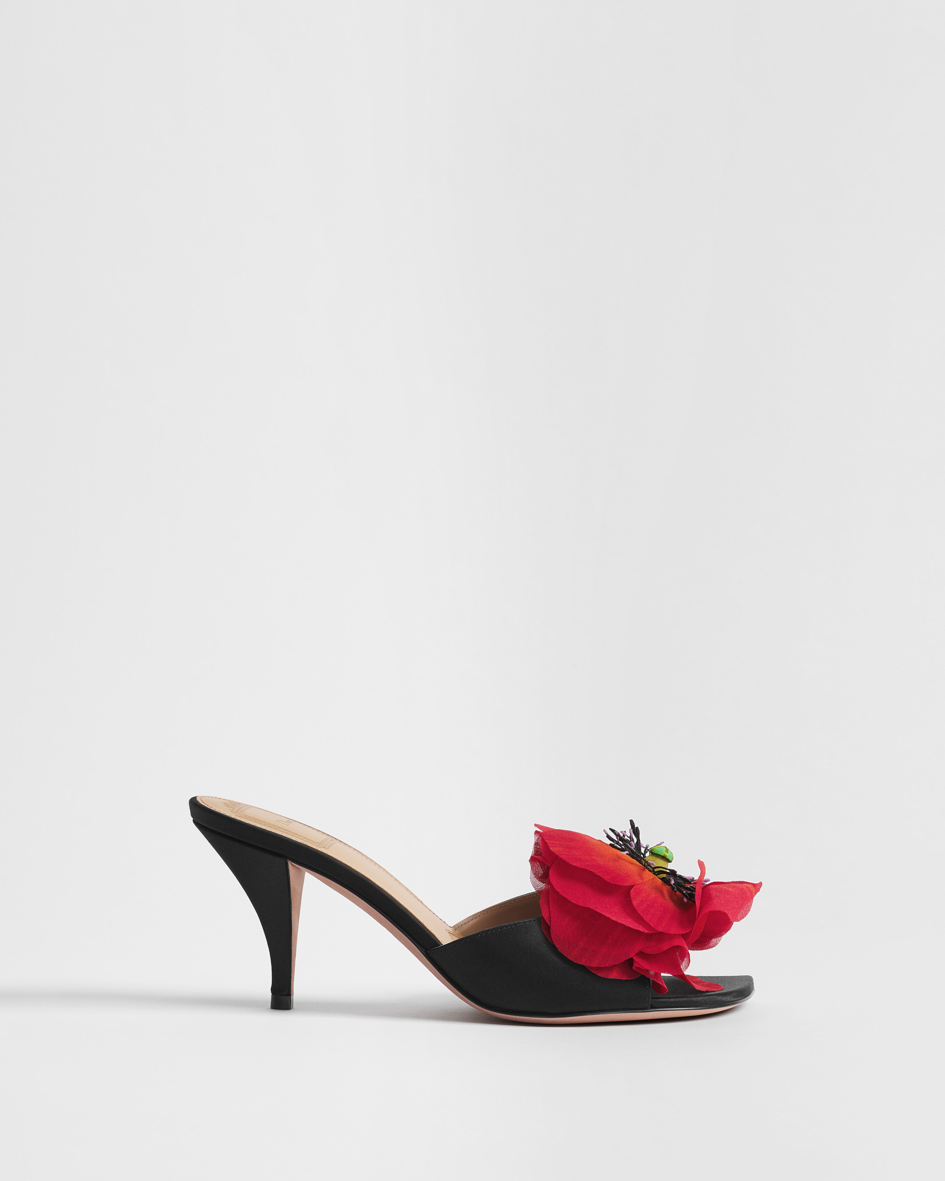 Dior Poppy Heeled Slide Black Satin E02