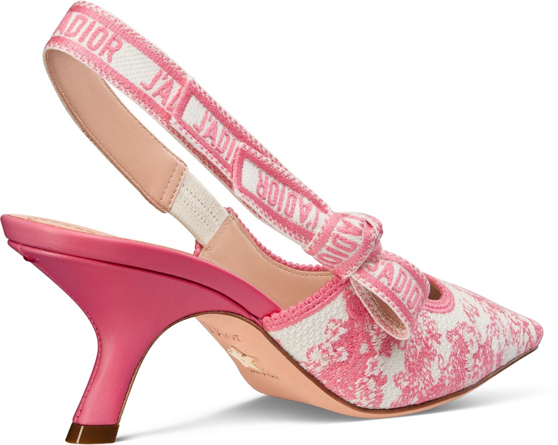 Dioriviera J Adior Slingback Pump Cotton Embroidered with Candy Pink Toile de Jouy Sauvage Motif DIOR