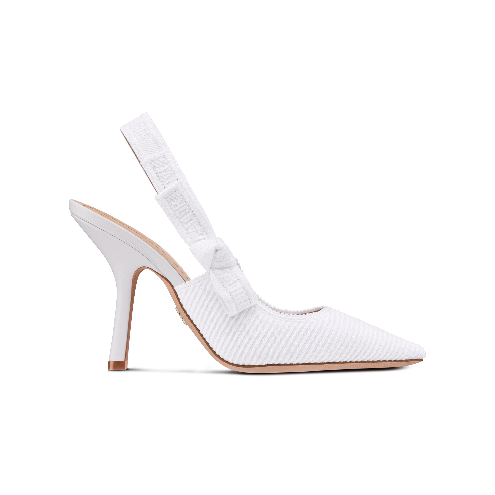 J'Adior Slingback Pump White Embroidered Cotton E02