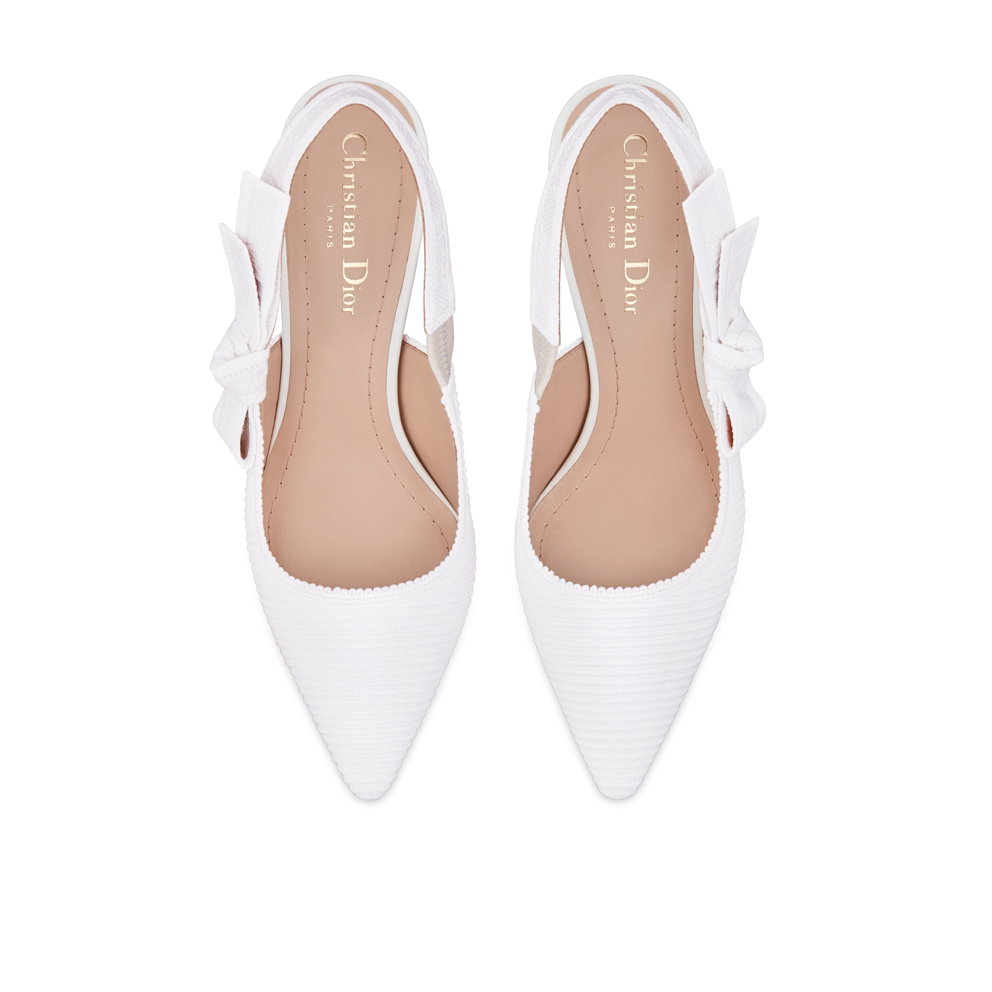 J'Adior Slingback Pump White Embroidered Cotton E06
