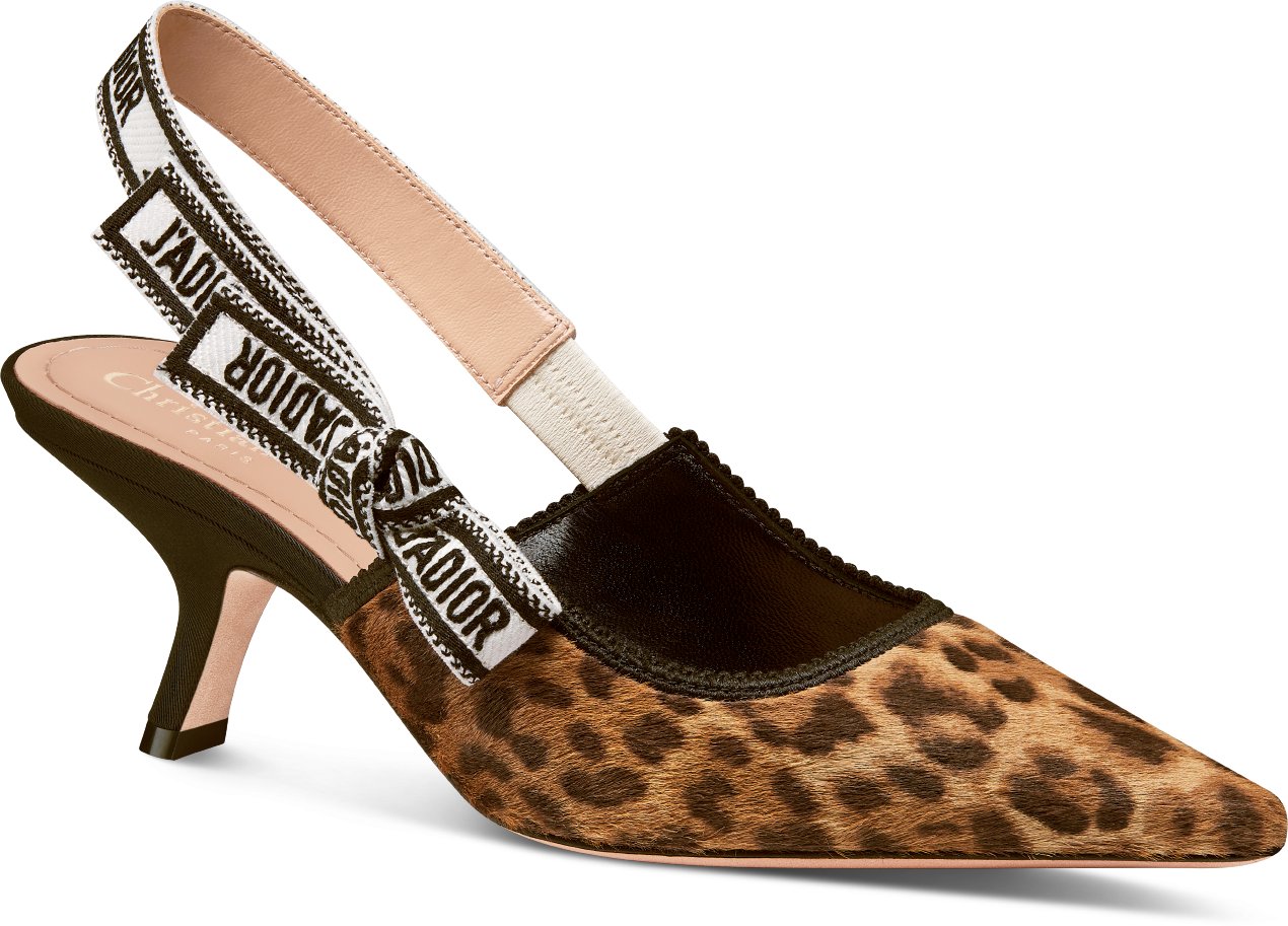 CD J'Adior Slingback Pump 95mm Leopard Print Yellow Black Nubuck Leather