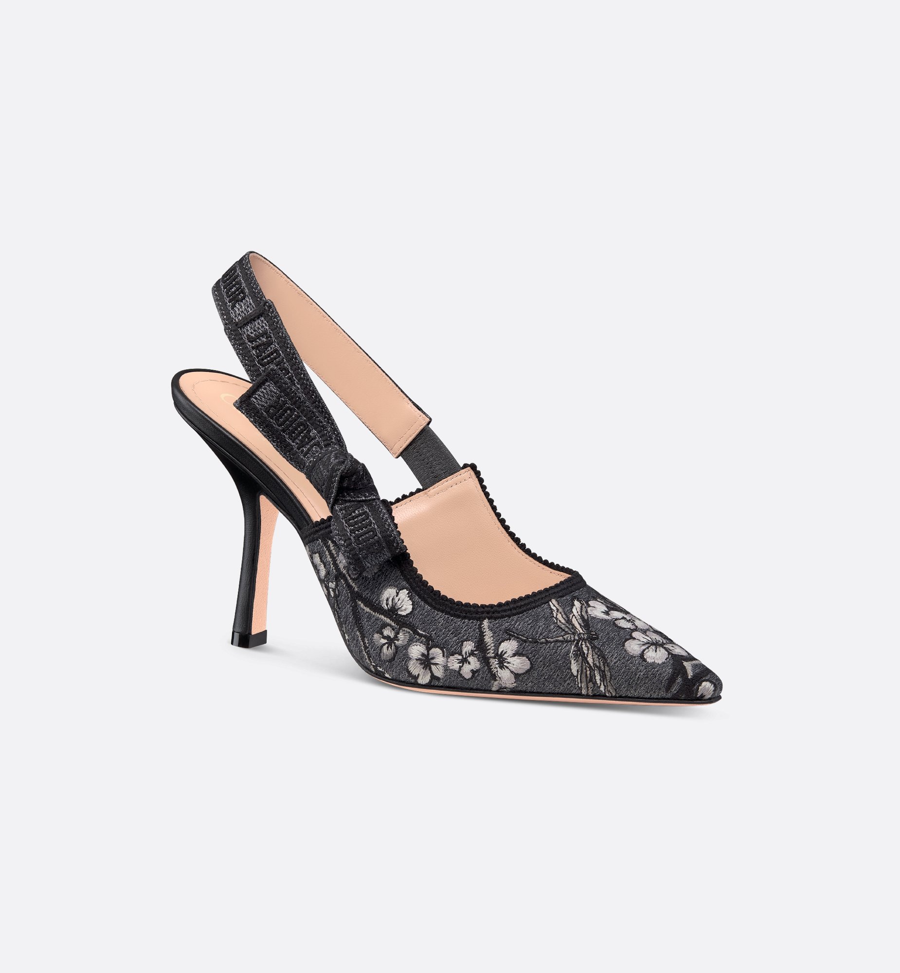 J'Adior Slingback Pump Cotton Embroidered with Light Gray J'Adior Slingback Pump Cotton Embroidered with Light Gray