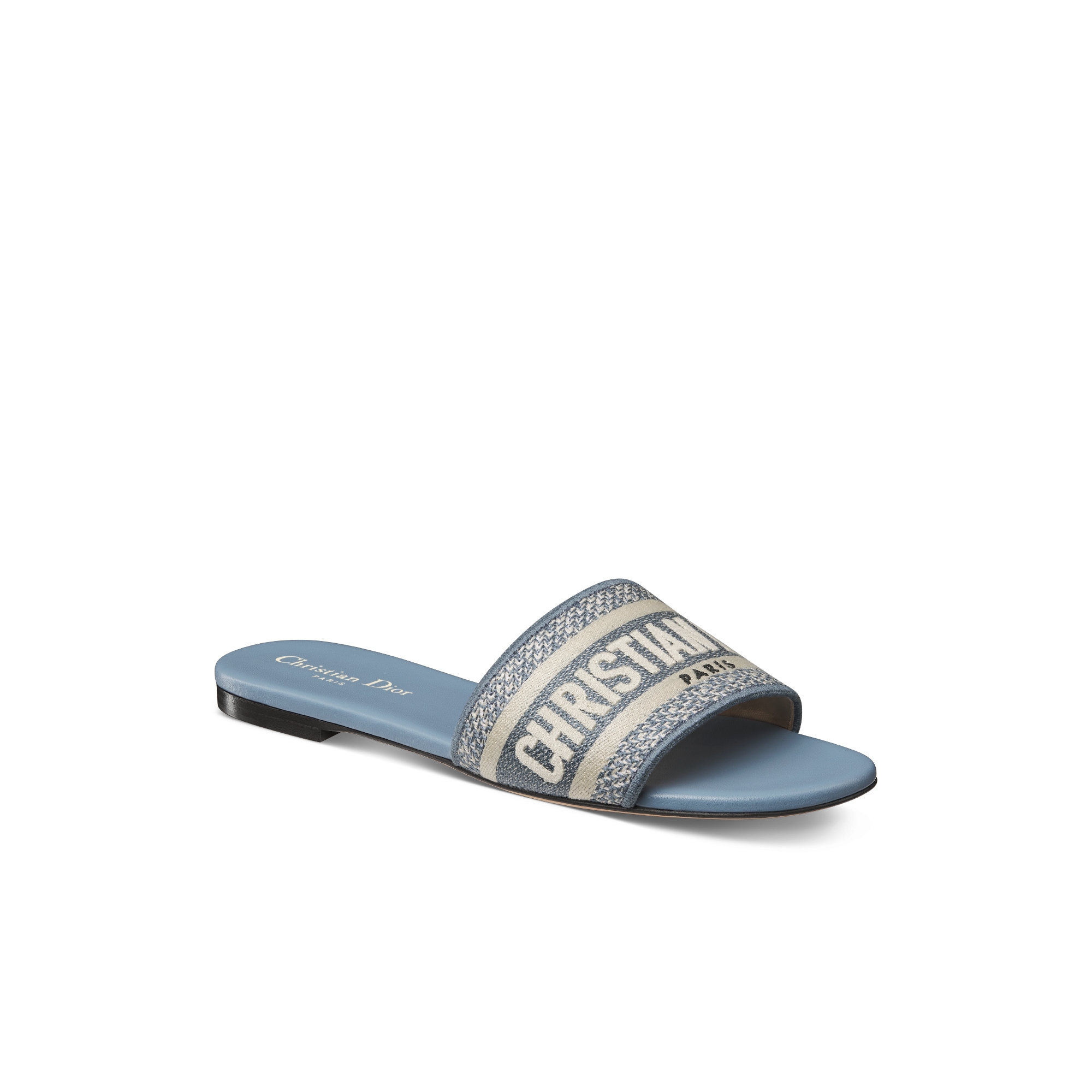 Dioriviera Dway Slide Embroidered Cotton and Celestial Blue and