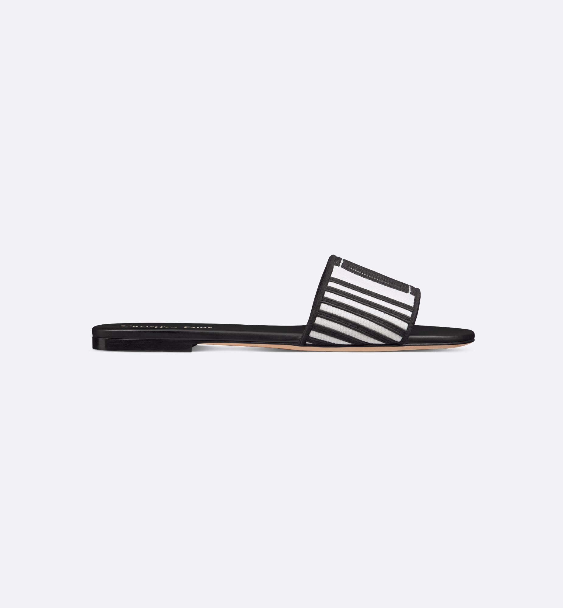 Dway Slide Black and White Cotton Embroidered with Dior Dway Slide Black and White Cotton Embroidered with Dior
