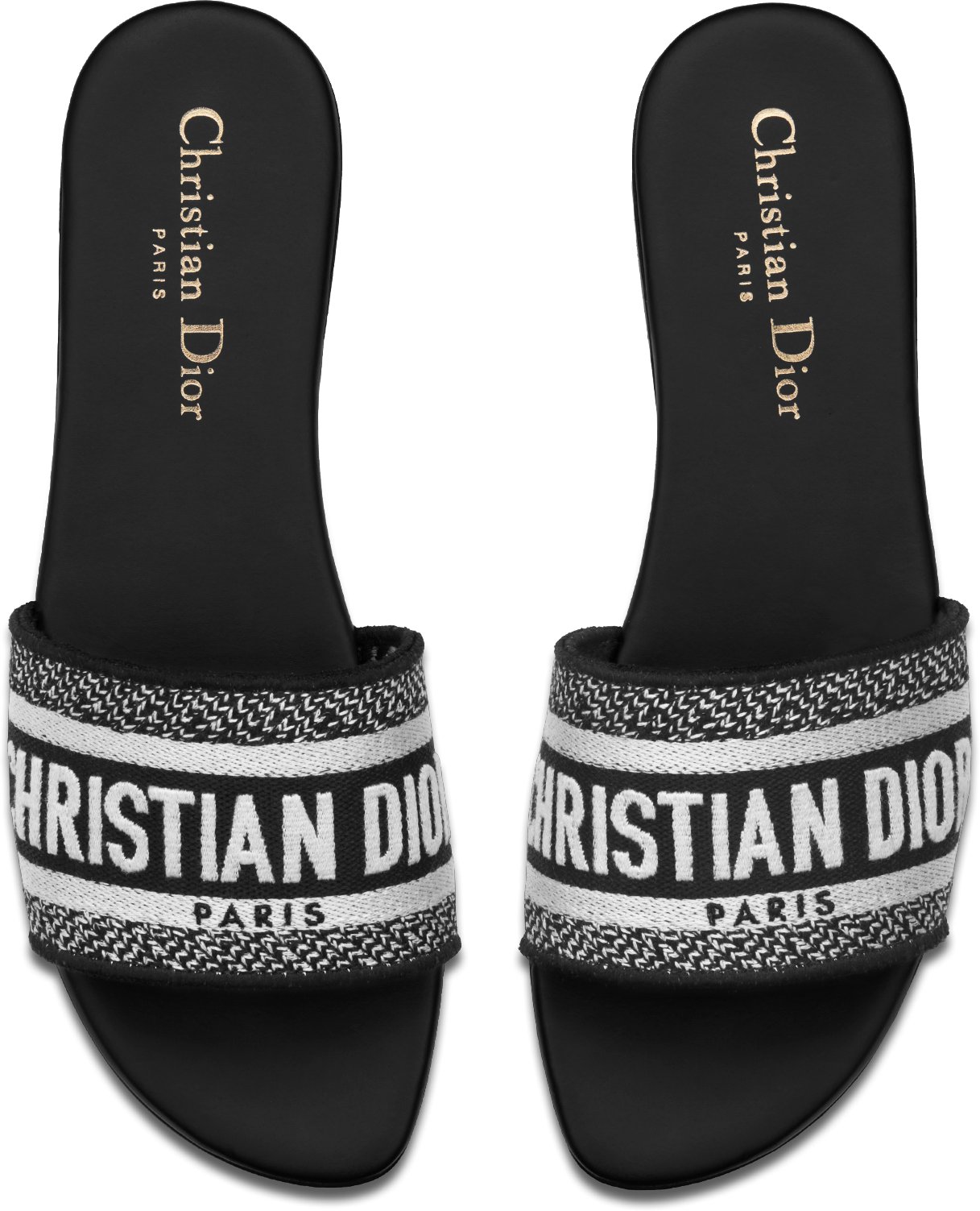 DIOR Dway Slide Black Embroidered Cotton Size 37.5 Women