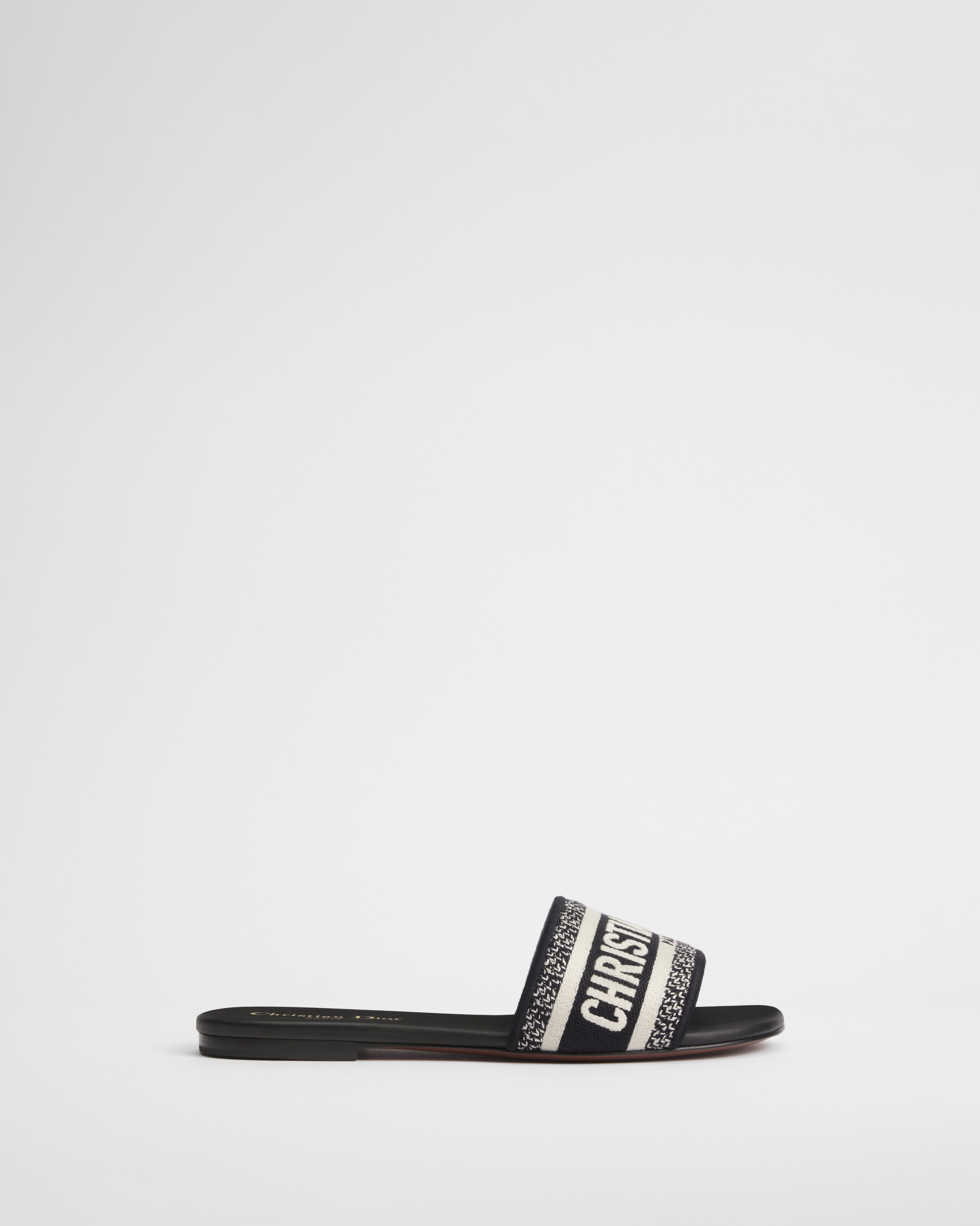 Dway Slide Black embroidered cotton E02