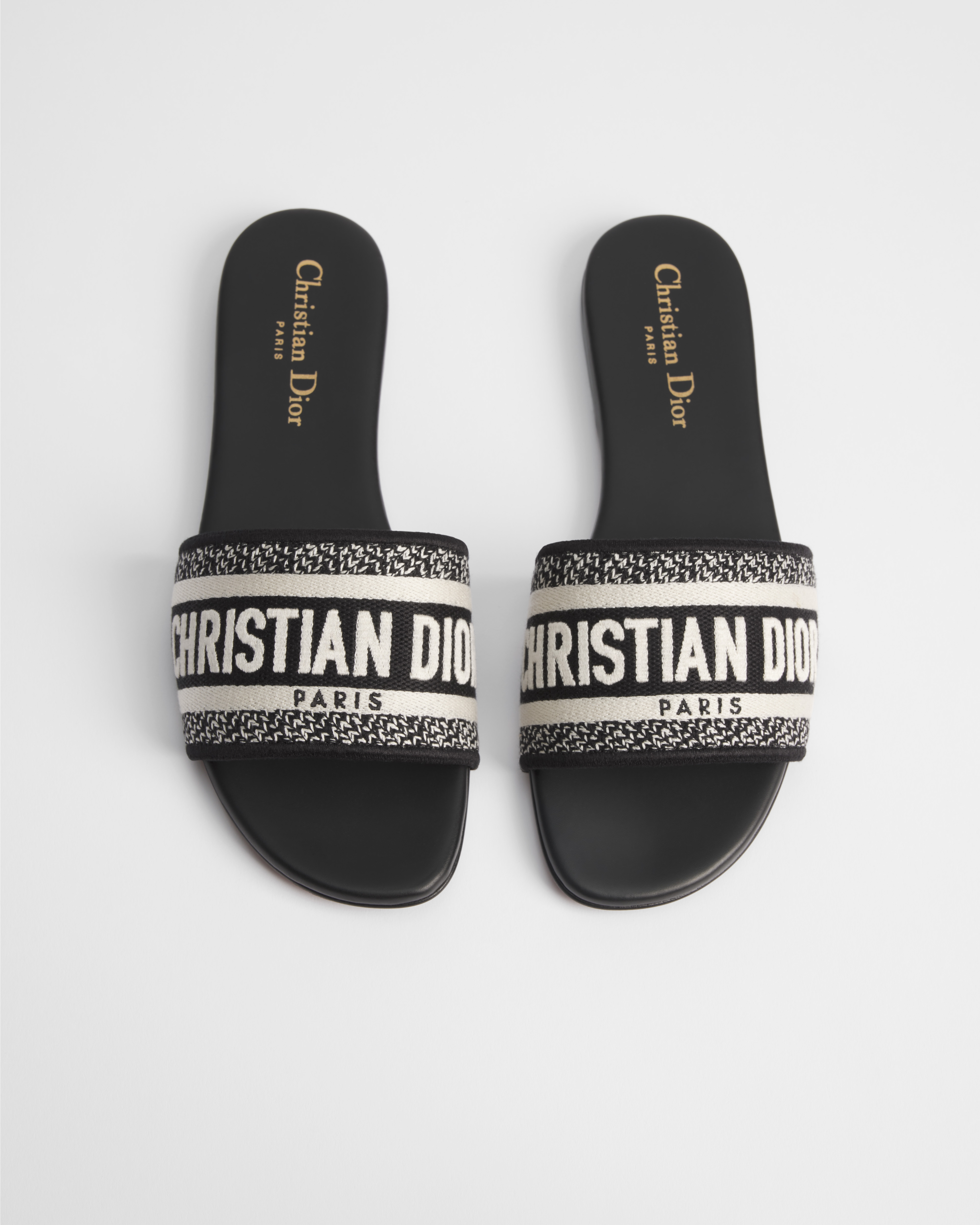 Dway-muiltje Zwart geborduurd katoen E06