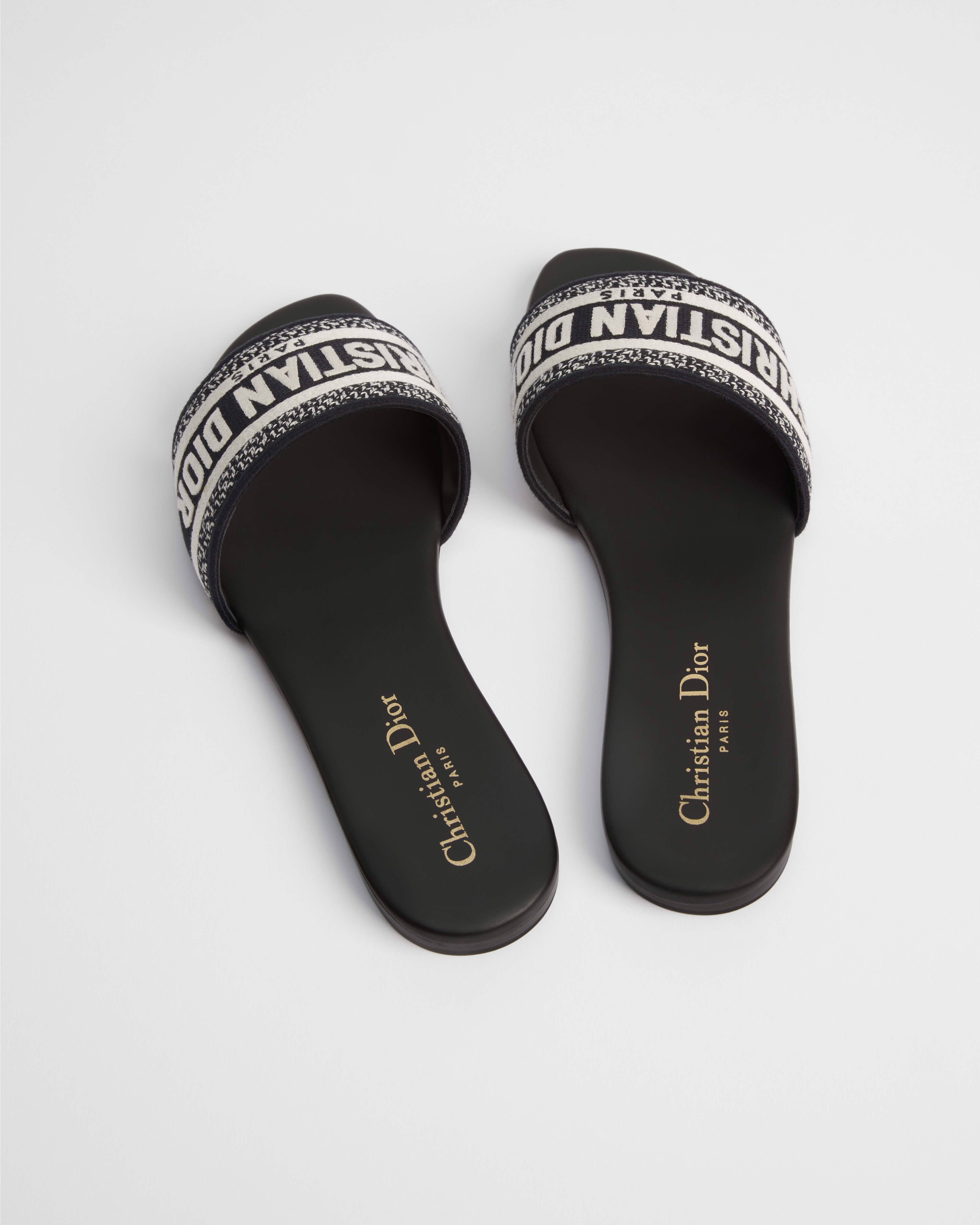 Dway Slide Black embroidered cotton E09