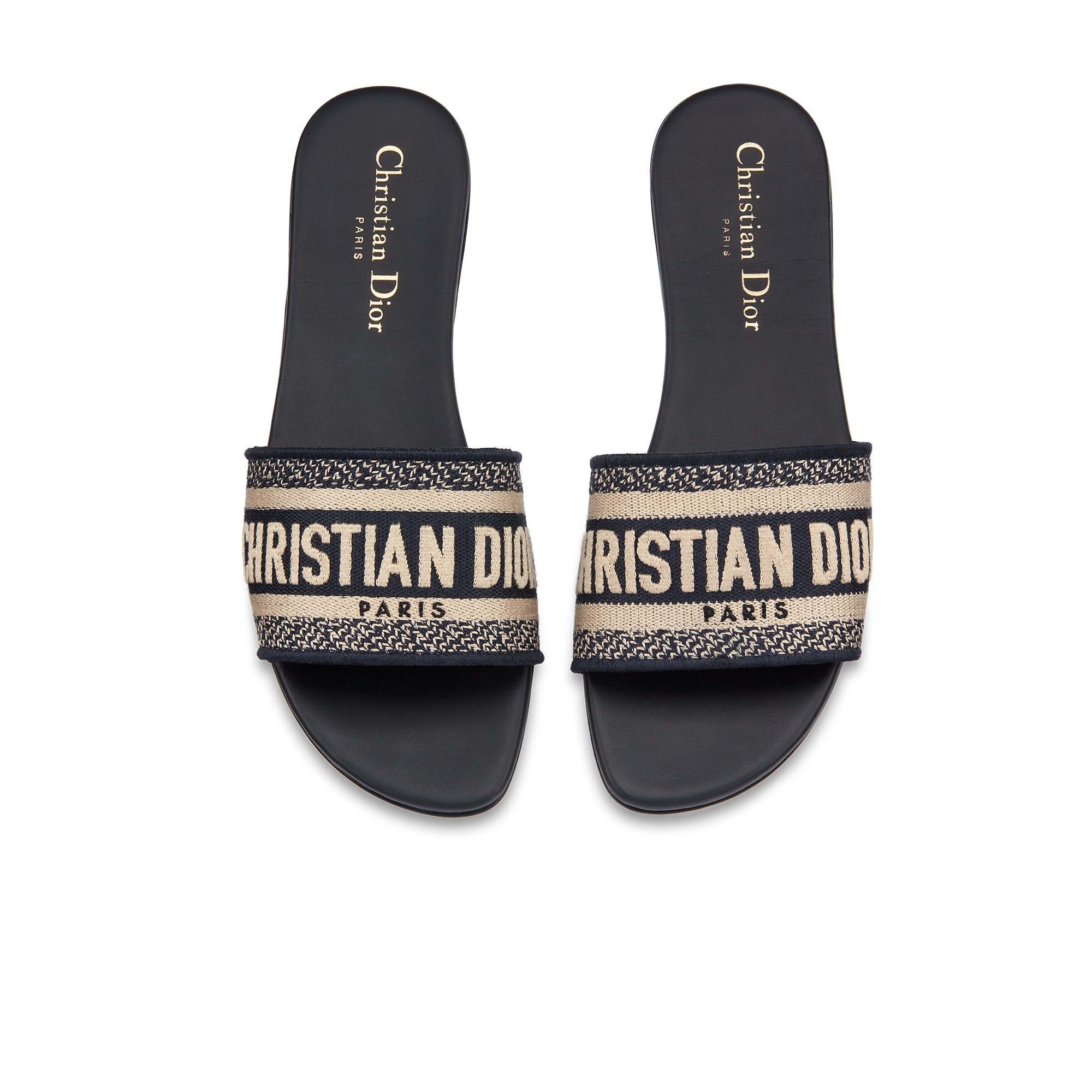 Dway Slide Deep Blue Embroidered Cotton E06