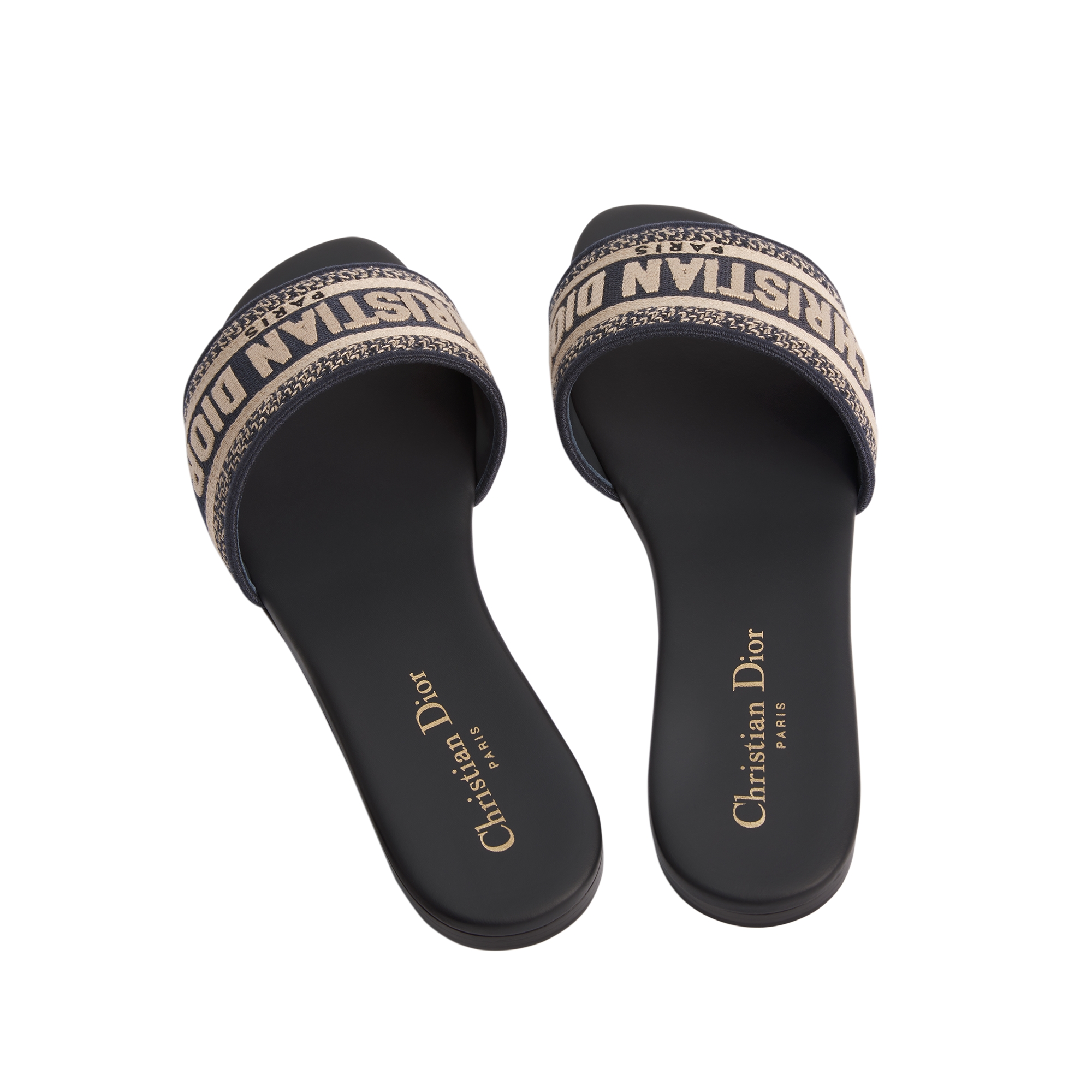 Dway Slide Deep Blue Embroidered Cotton E09