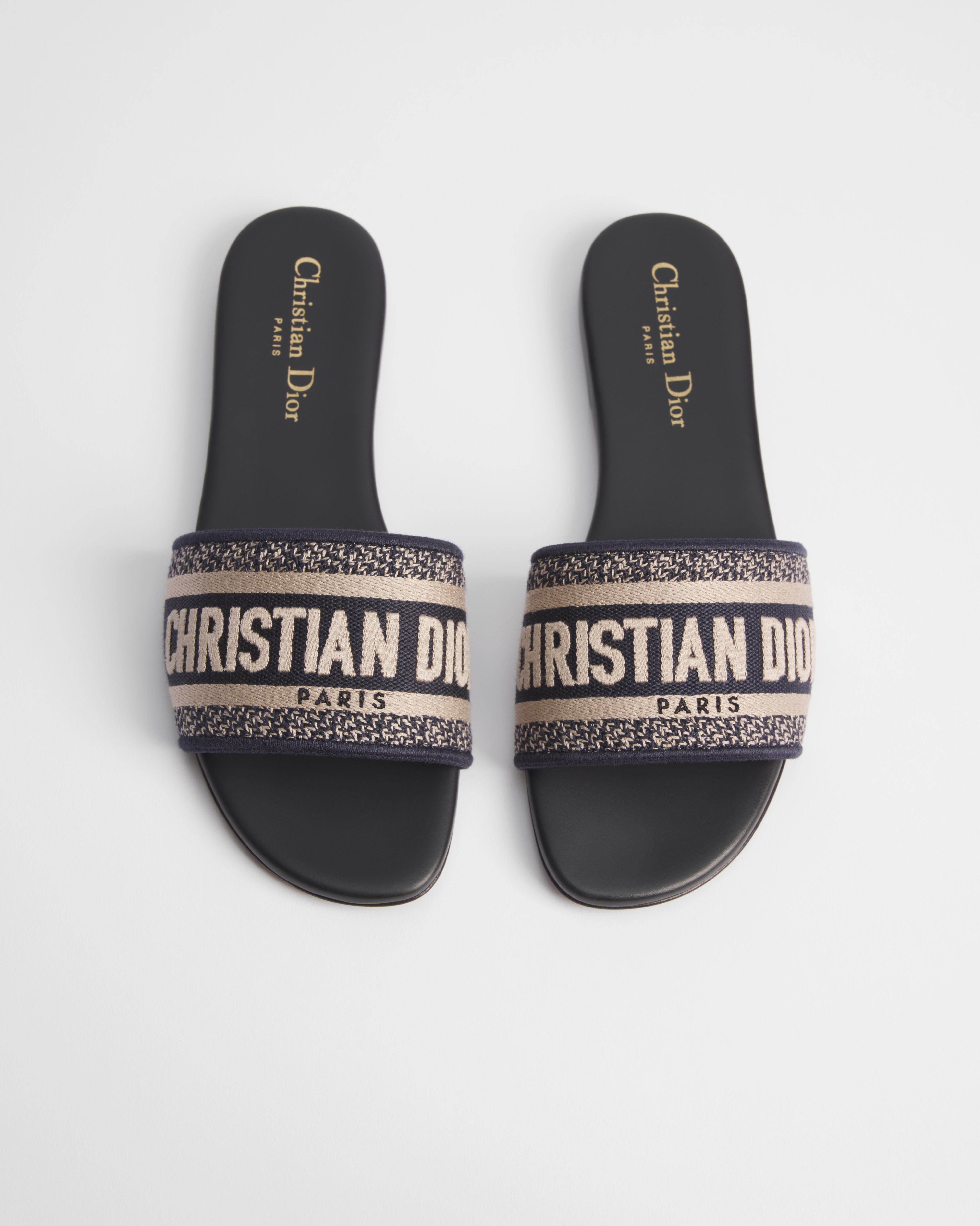 Dway Slide Deep Blue Embroidered Cotton E06