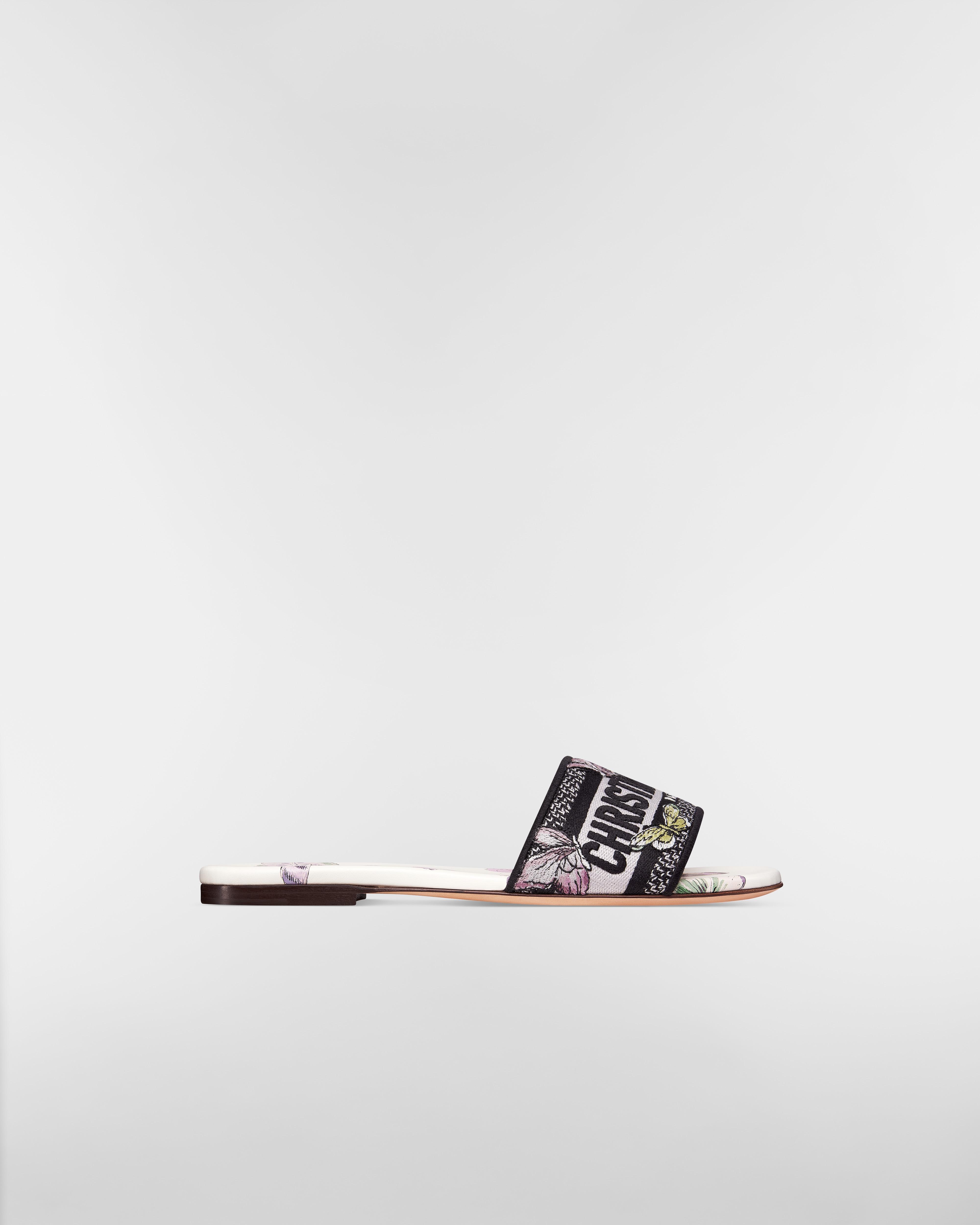 Dway-muiltje Katoen geborduurd met wit en paars Butterfly-motief E02