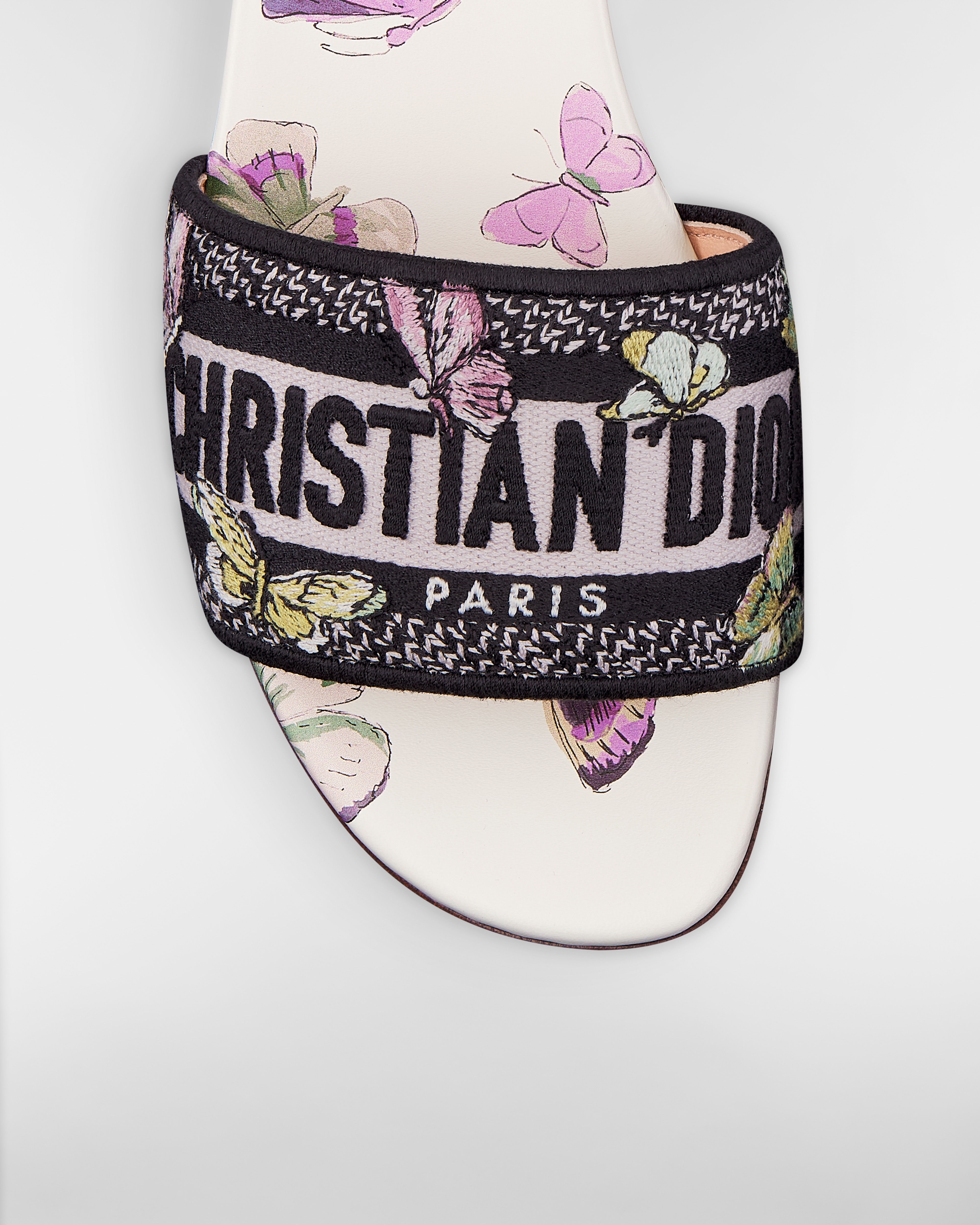 Dway Slide Bestickte Baumwolle und Butterfly Motiv in Weiß und Lila E09